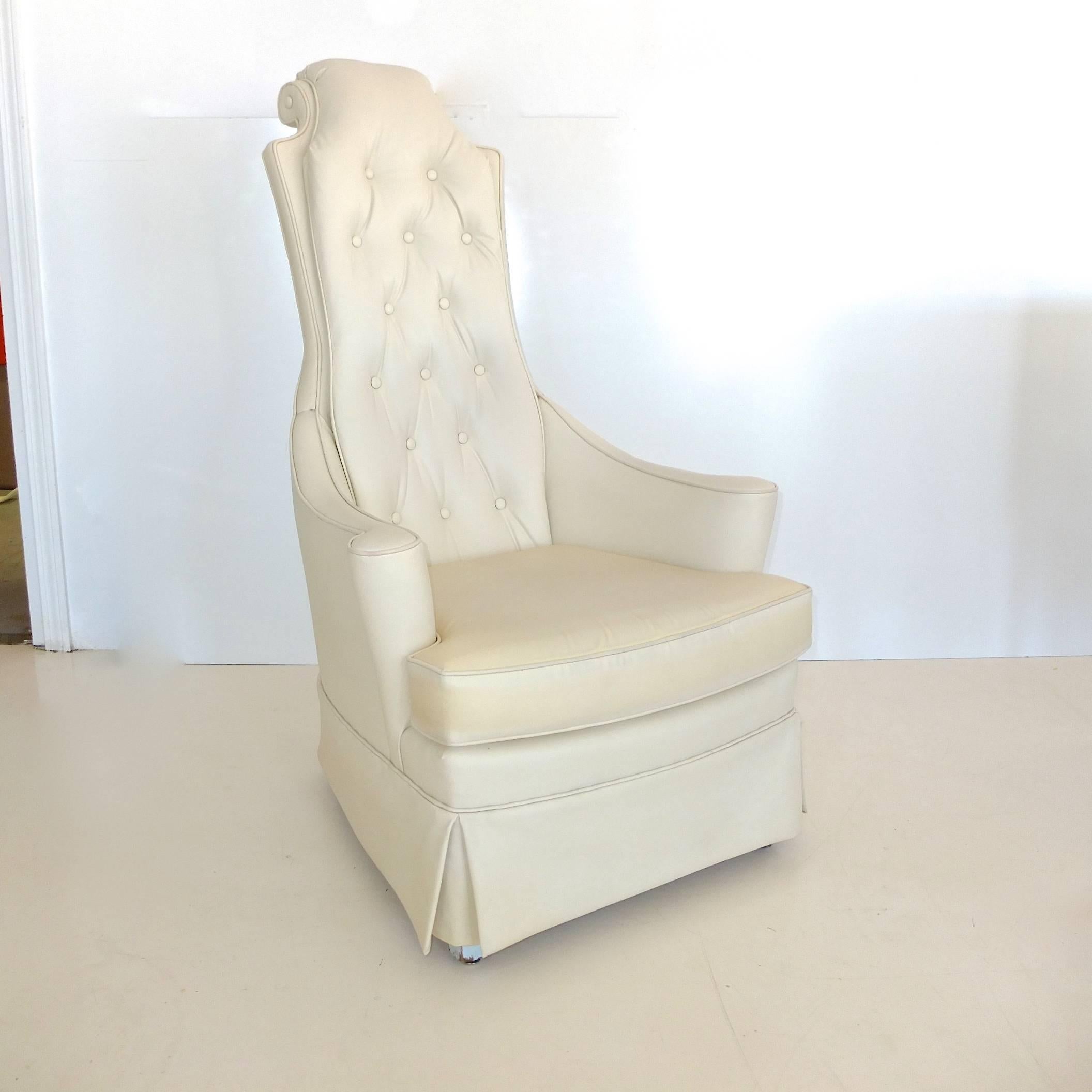 Hollywood Regency High Back Lounge Chair For Sale 1