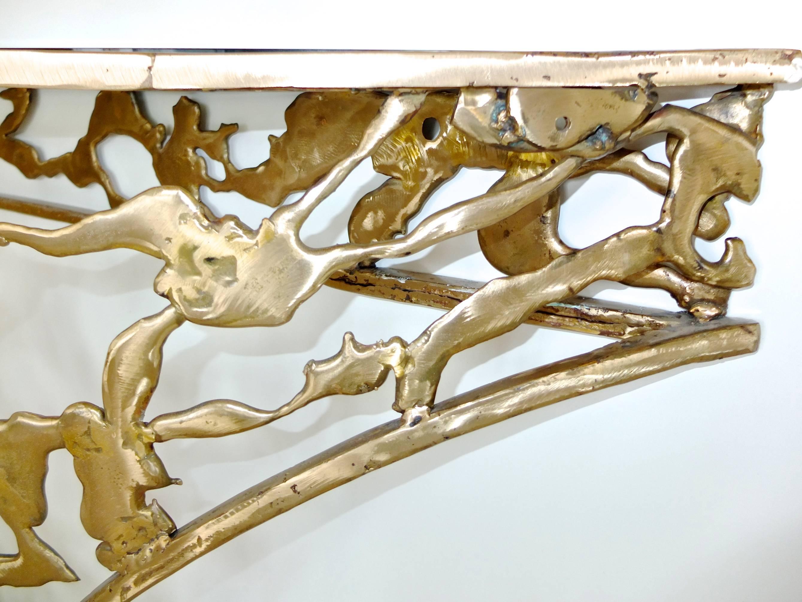 Silas Seandel Bronze Reversible Demilune Console Table In Good Condition In Hanover, MA