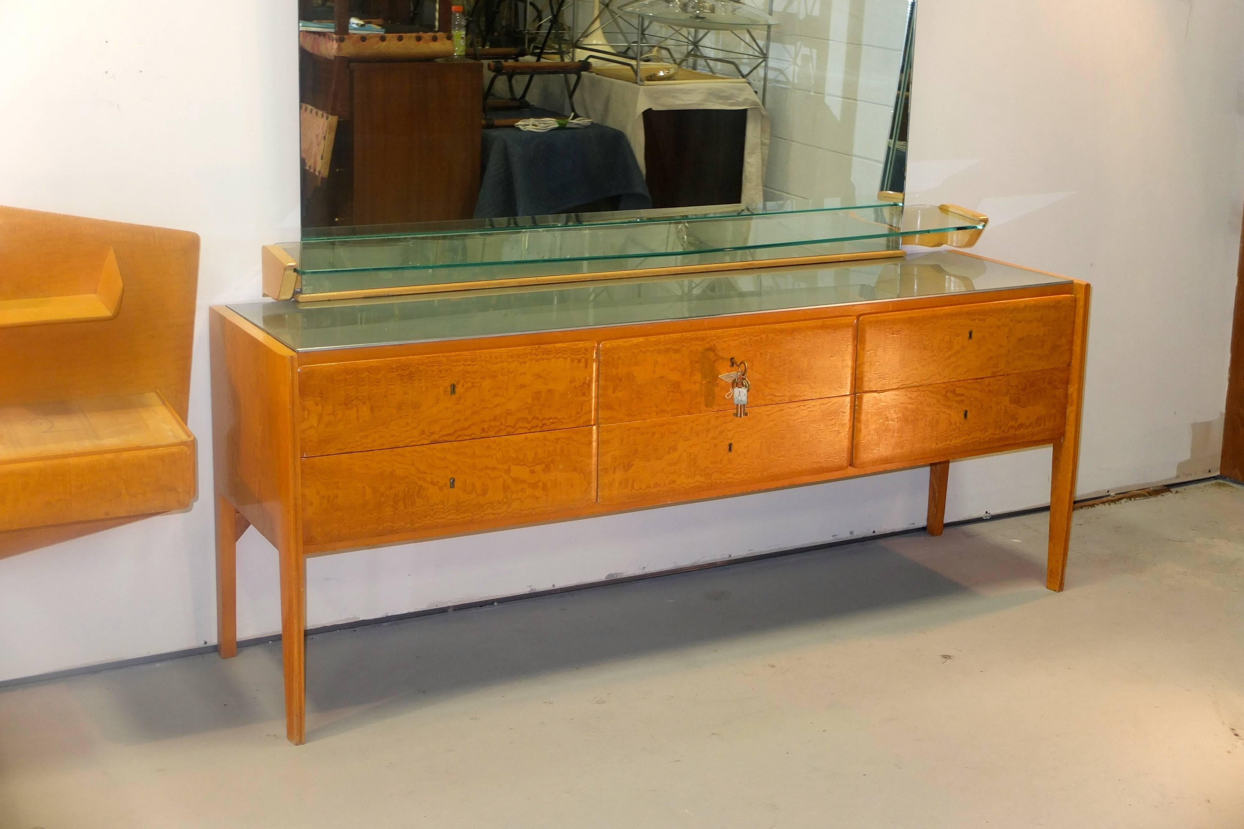 Mid-20th Century Gio Ponti Console Chest with Mirror For Sale