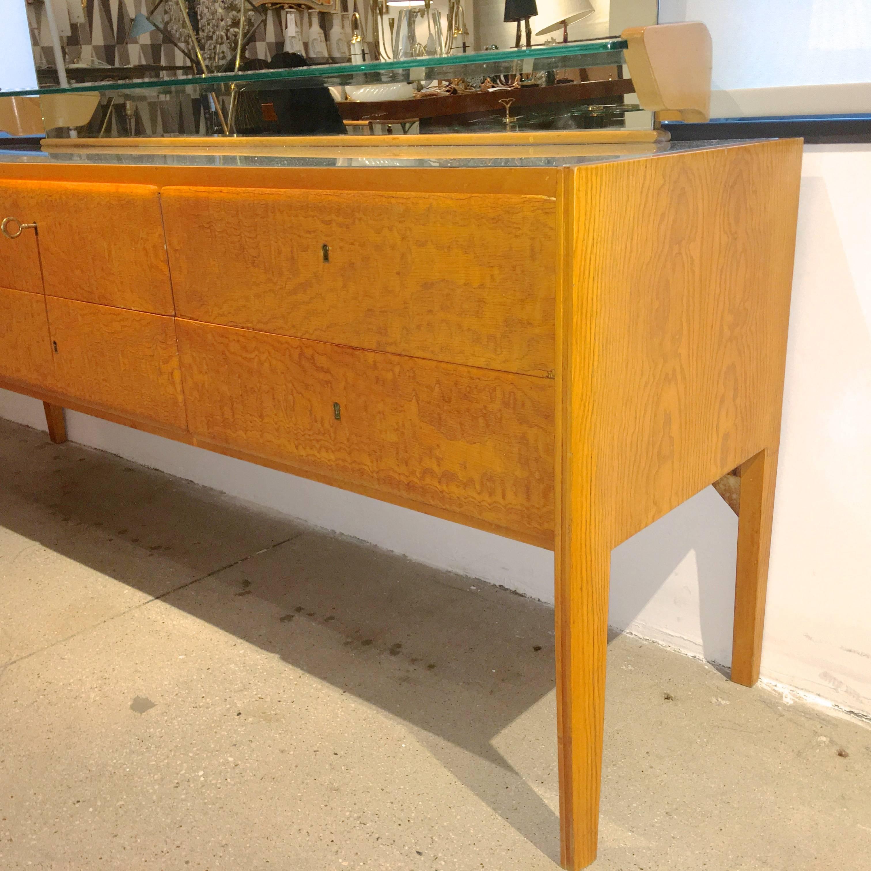Italian Gio Ponti Console Chest with Mirror For Sale