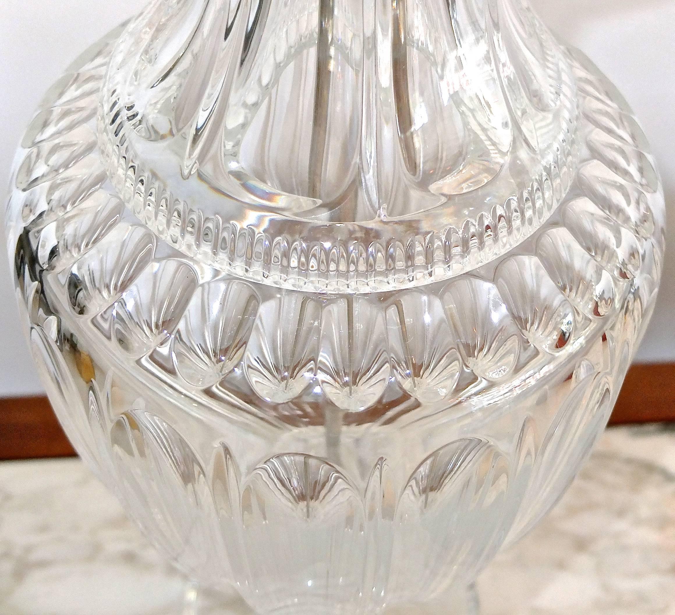 French Pair of Baccarat Form Crystal Lamps