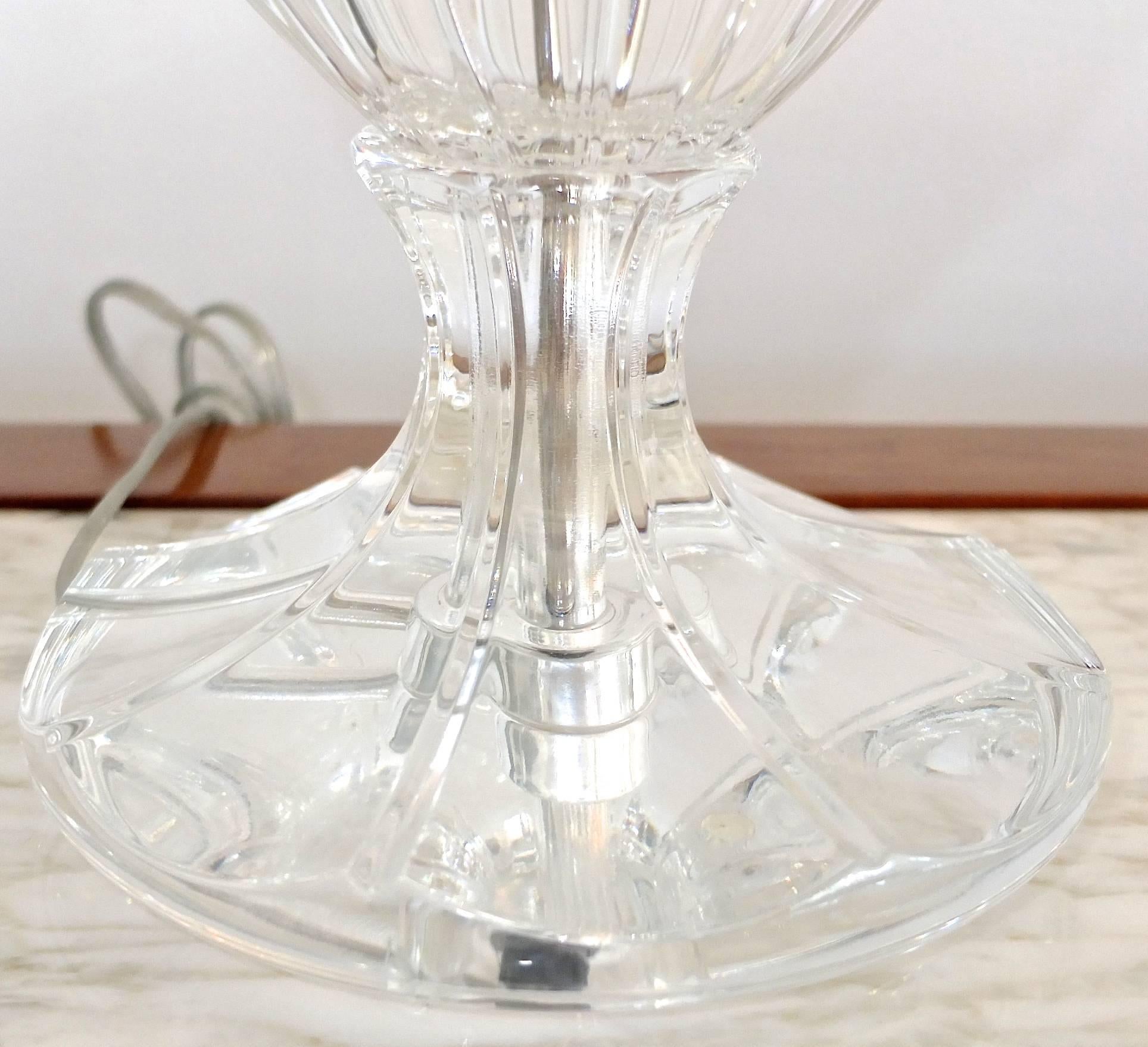 Mid-20th Century Pair of Baccarat Form Crystal Lamps