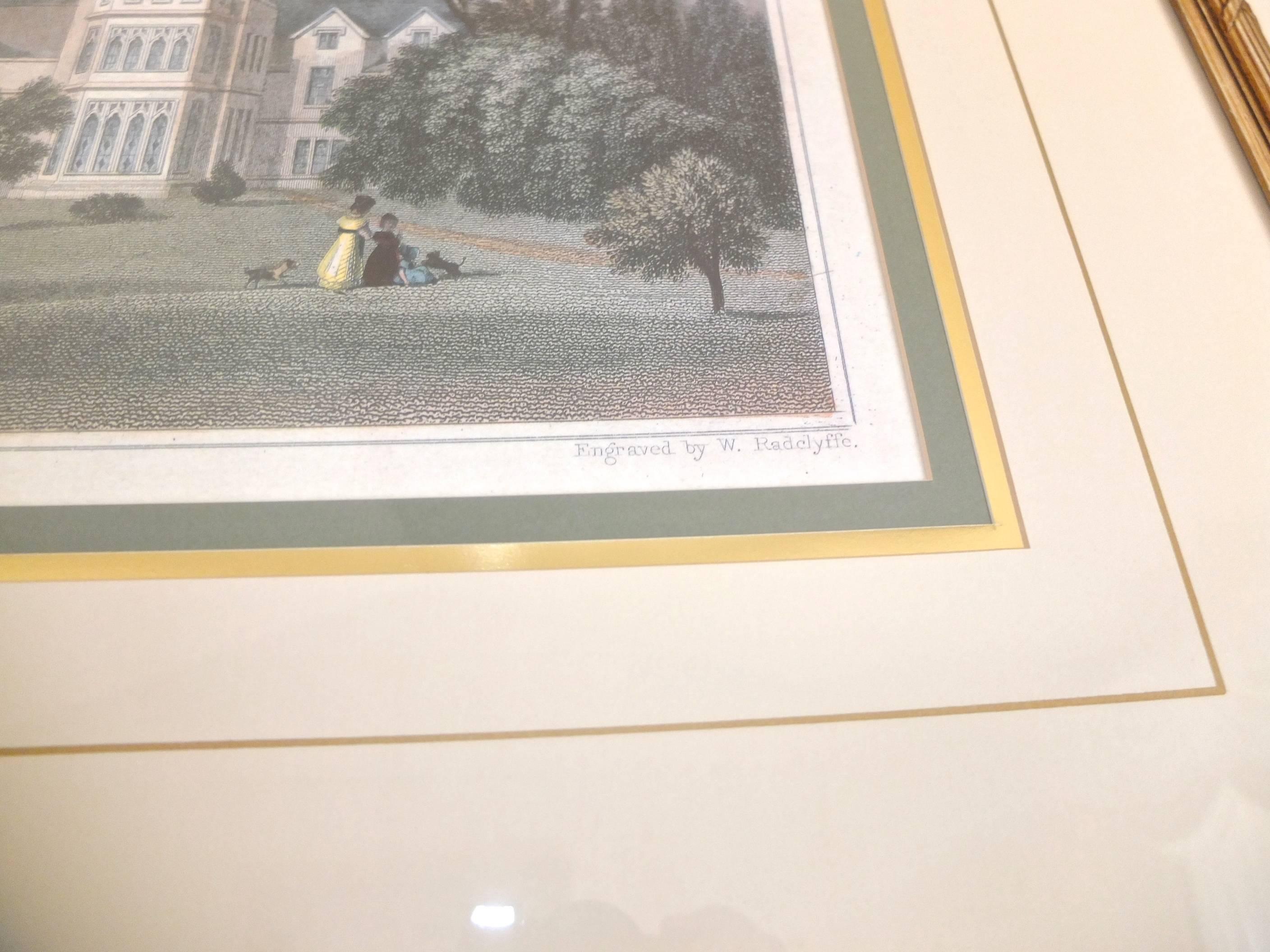 19th Century Four Engravings of English Stately Homes by J. P. Neale