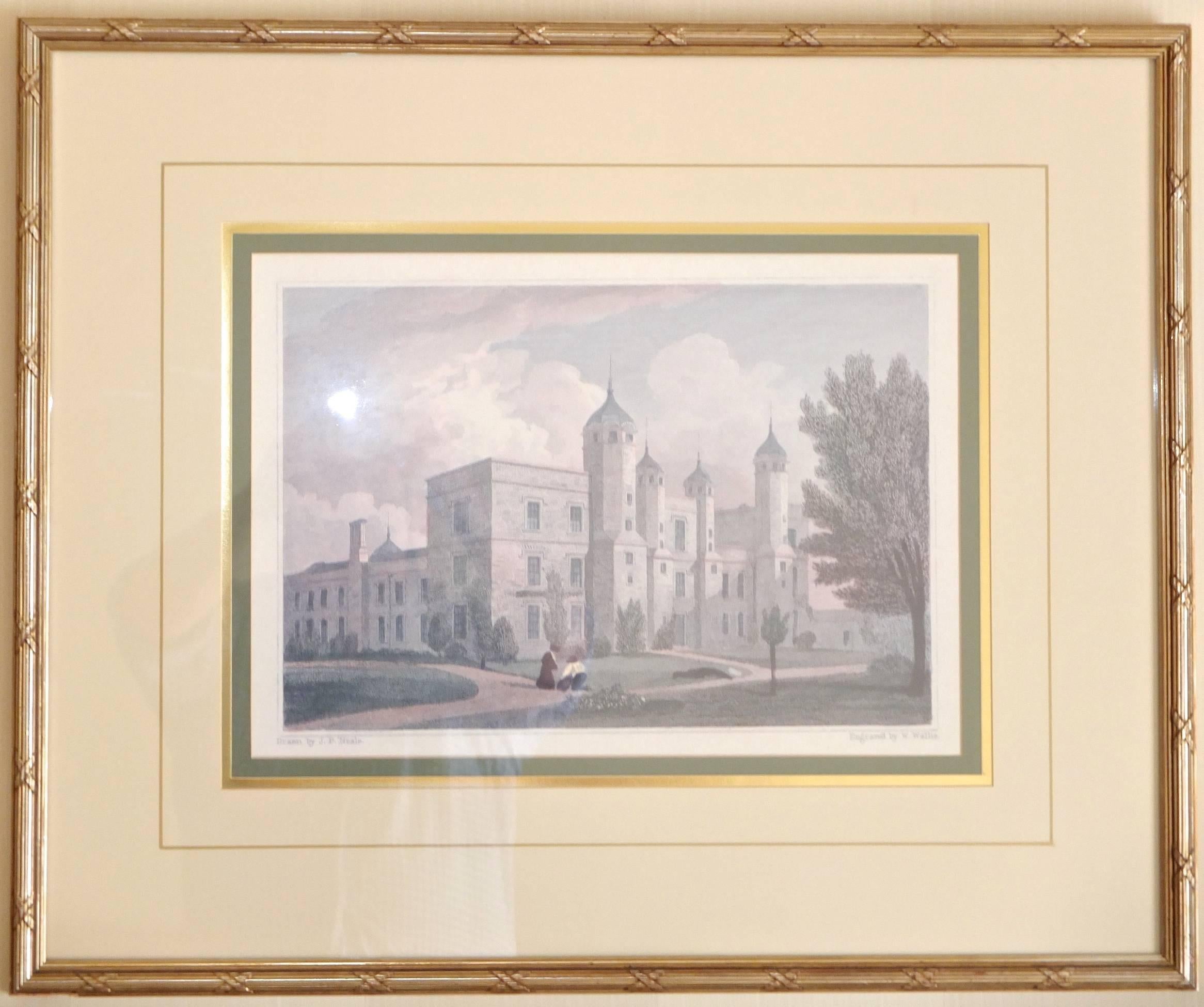 Regency Four Engravings of English Stately Homes by J. P. Neale