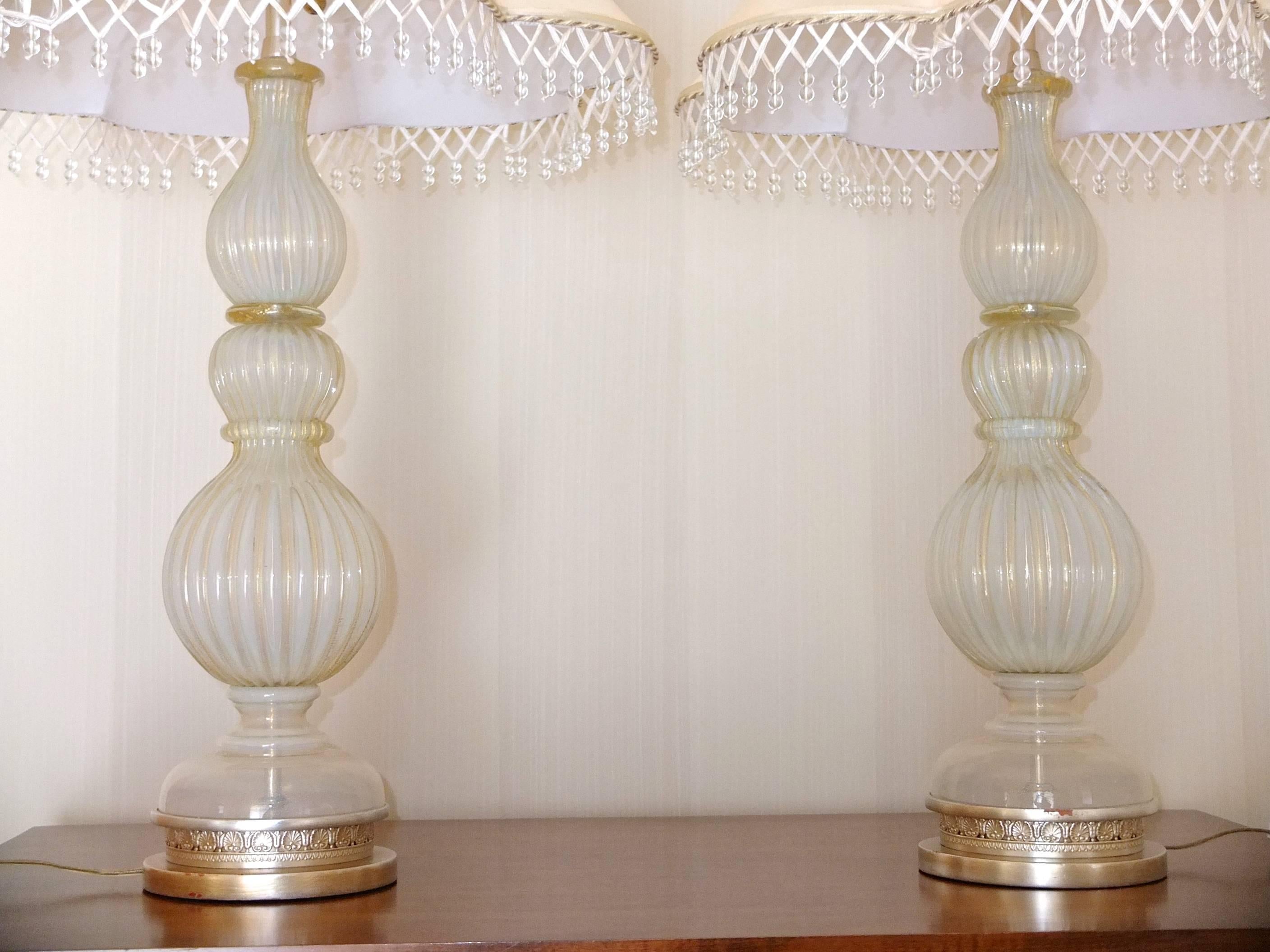 Paire de lampes Seguso de Murano par Marbro en vente 8