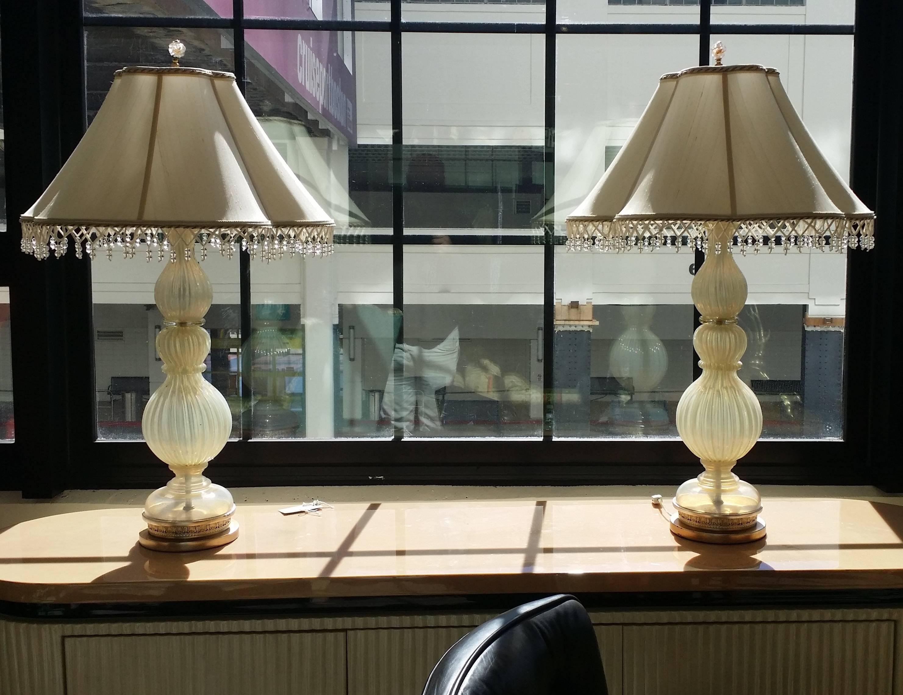 Paire de lampes Seguso de Murano par Marbro en vente 7