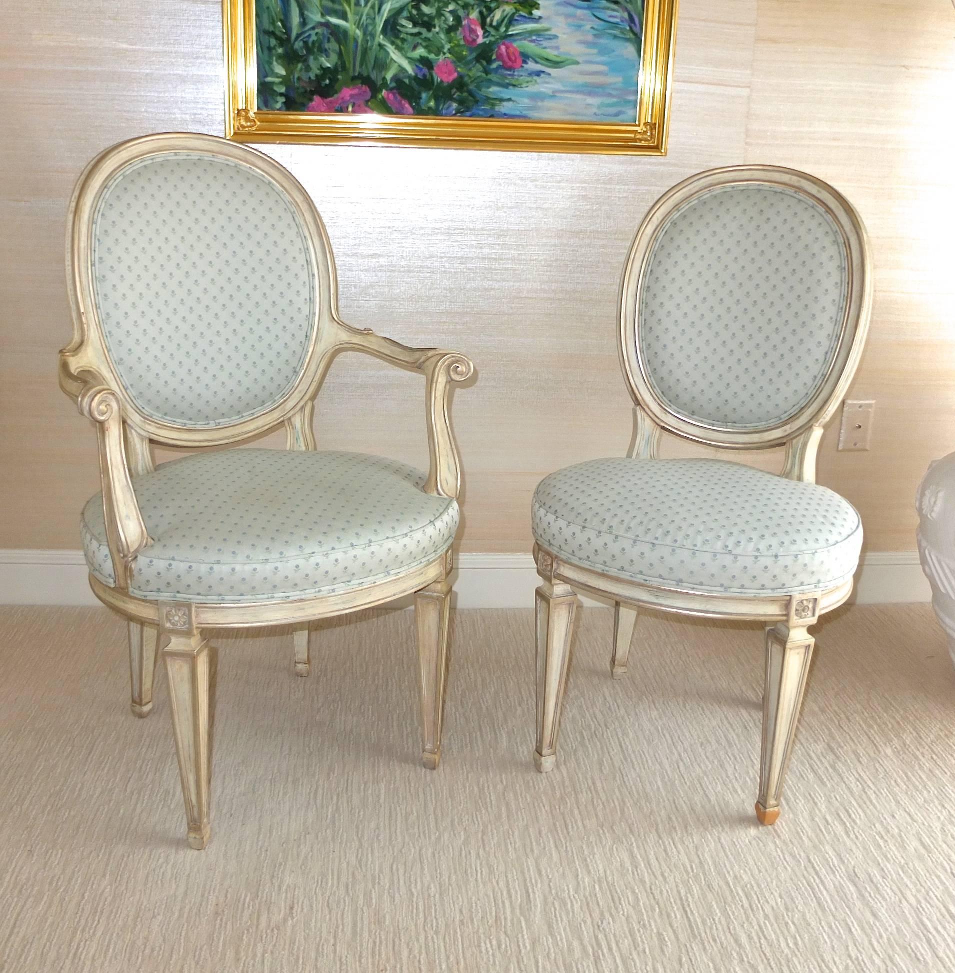 American Set of Louis XV Style Oval Back Chairs For Sale