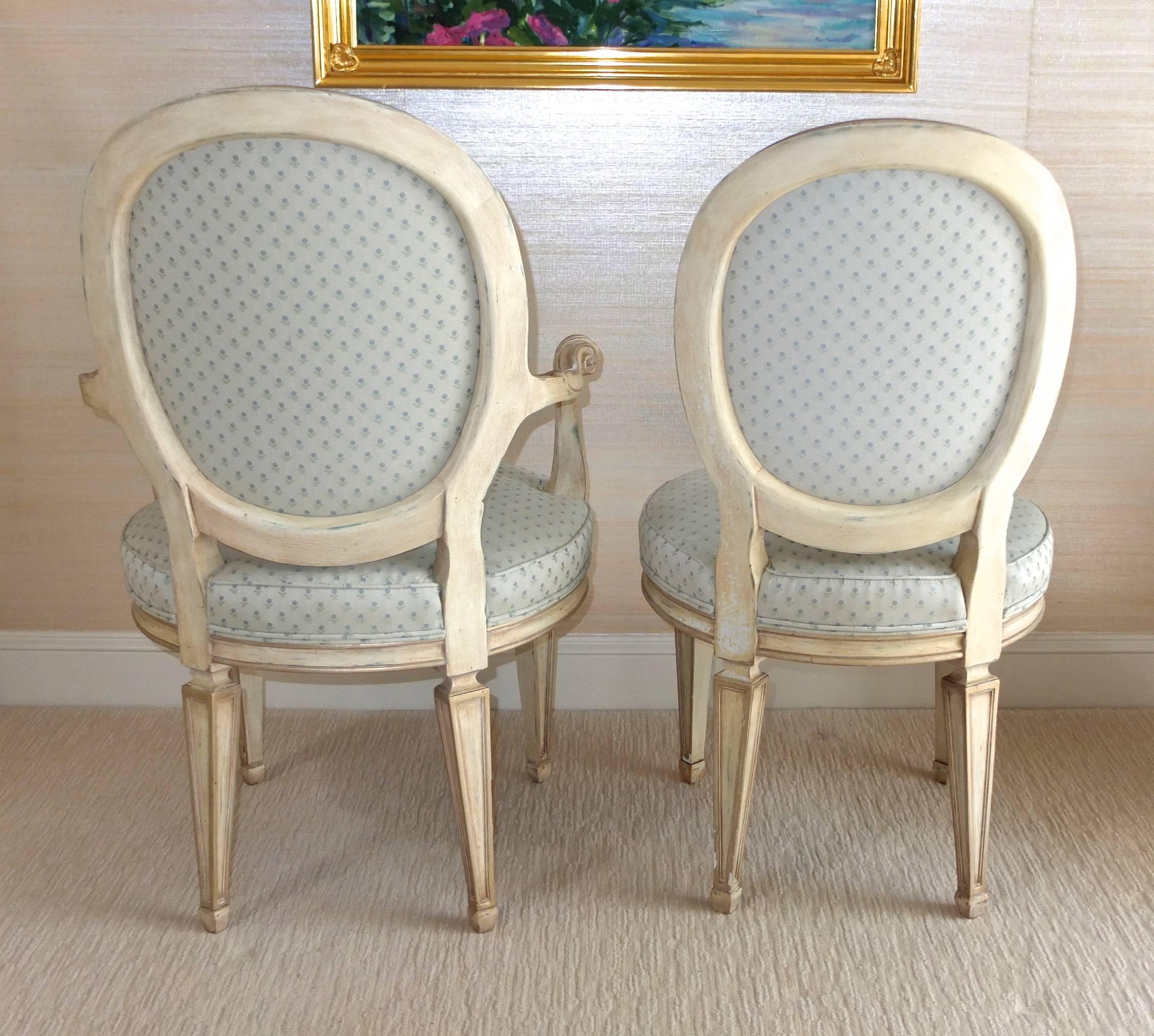 Upholstery Set of Louis XV Style Oval Back Chairs For Sale