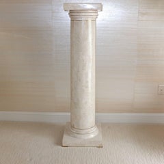 Tessellated Stone and Brass Pedestal Column by Maitland Smith