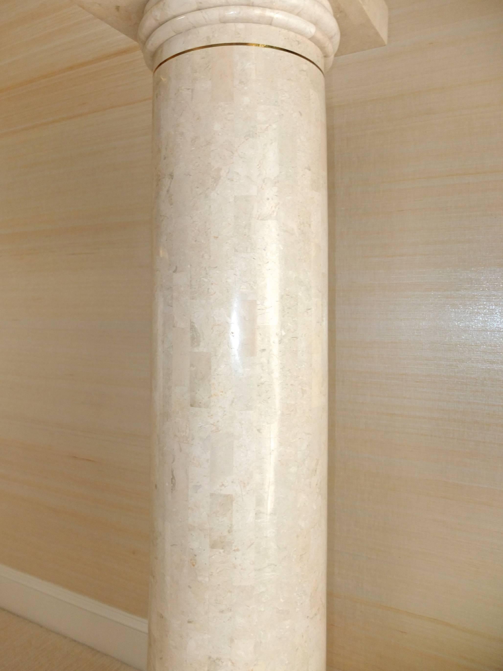 Tessellated Stone and Brass Pedestal Column by Maitland Smith 3