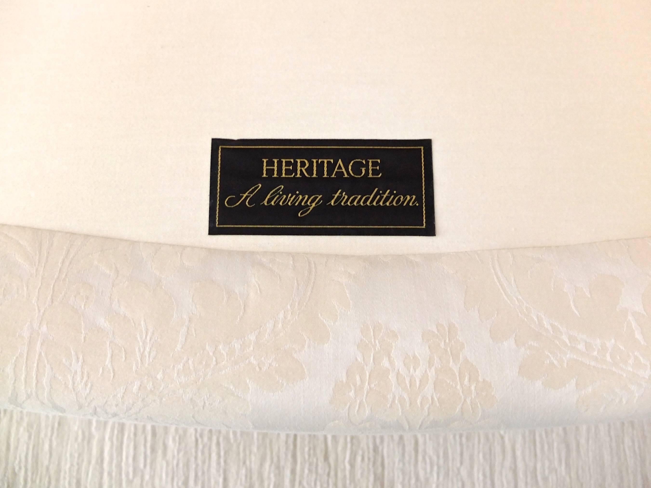 Hollywood Regency Ivory Silk Damask Sofa by Drexel Heritage