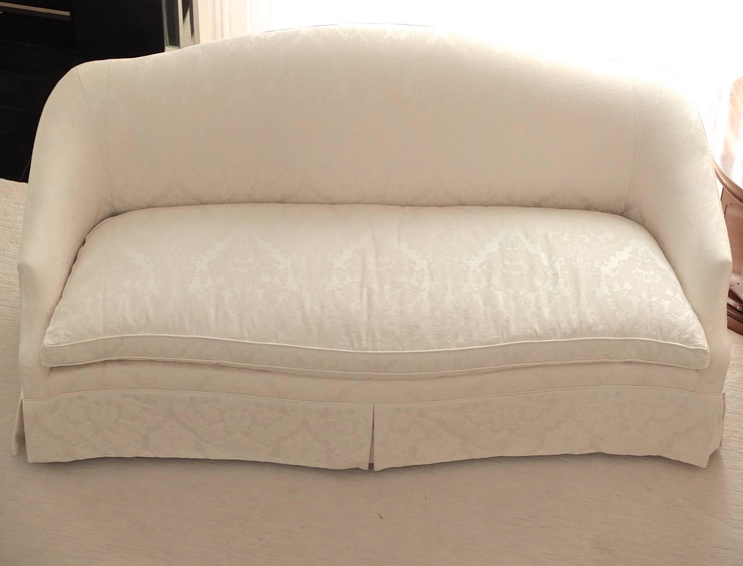 Late 20th Century Ivory Silk Damask Sofa by Drexel Heritage