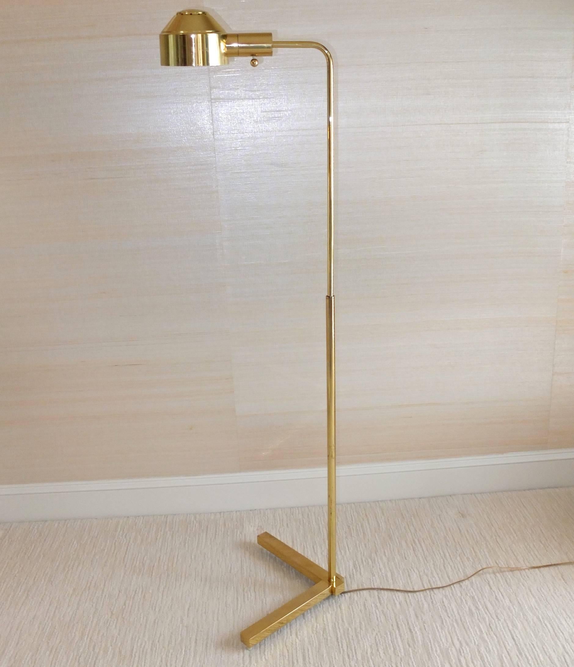 Mid-Century Modern E. F. Chapman Solid Brass Adjustable Height Floor Lamp