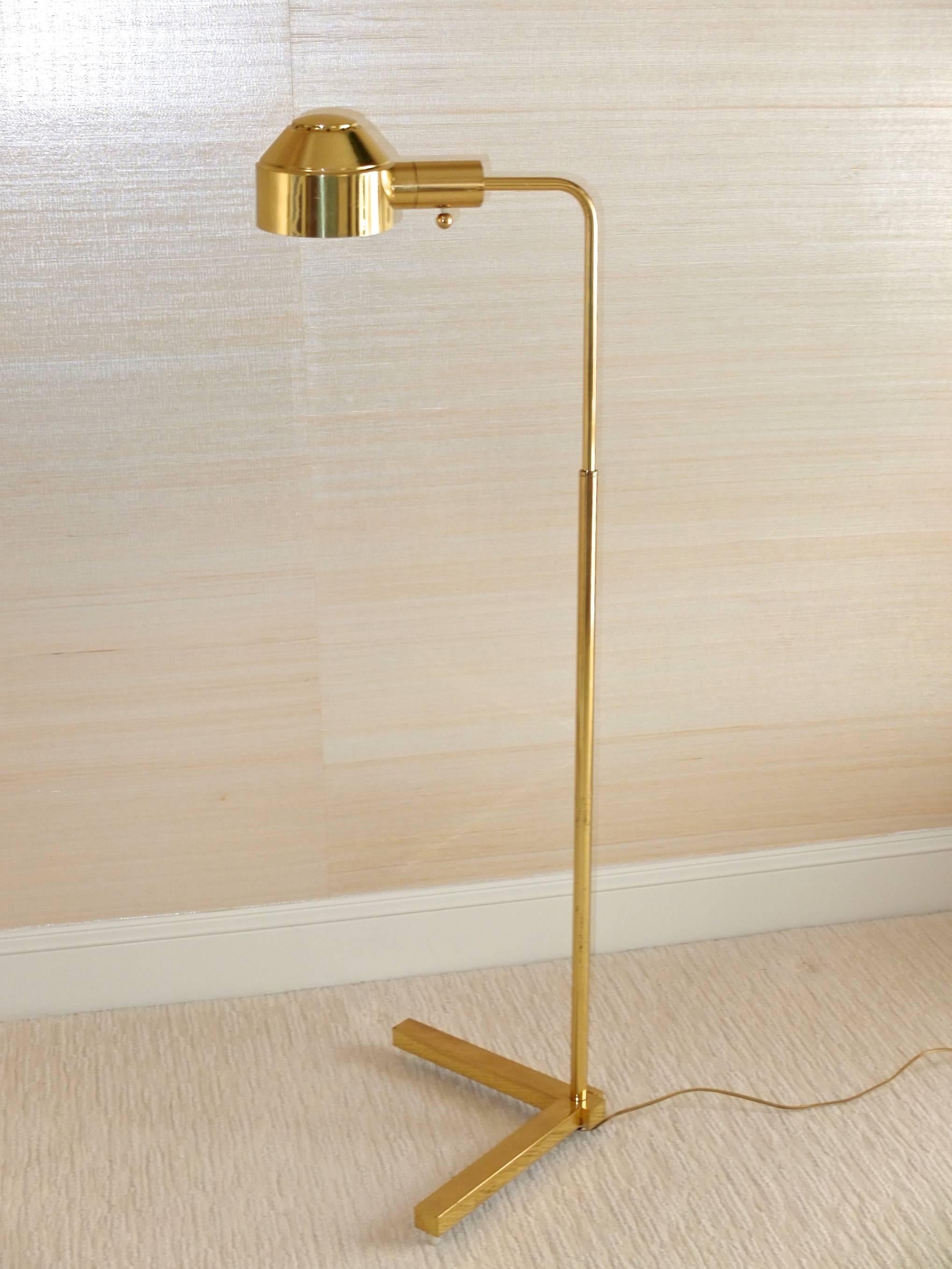 American E. F. Chapman Solid Brass Adjustable Height Floor Lamp