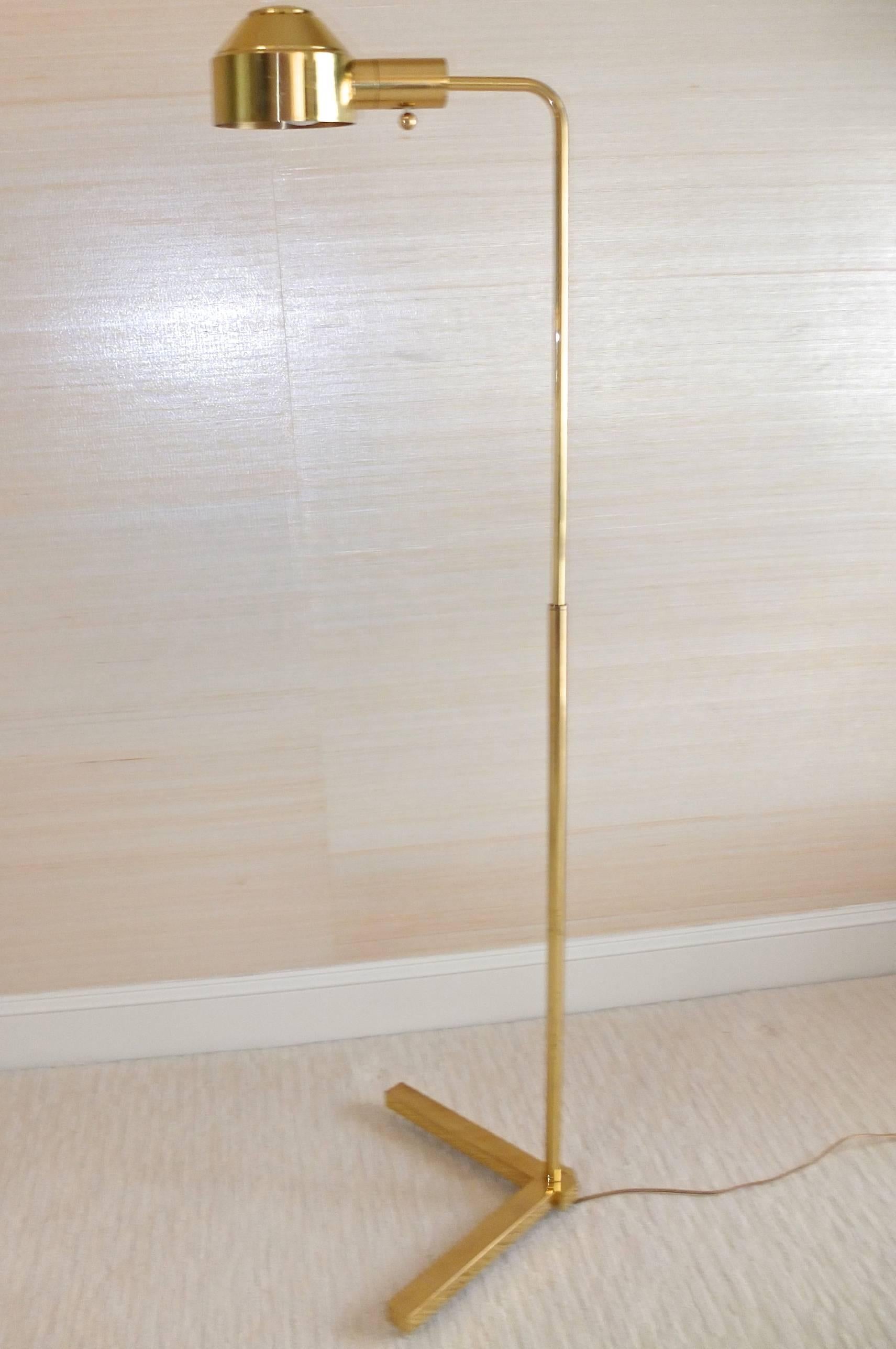 E. F. Chapman Solid Brass Adjustable Height Floor Lamp In Excellent Condition In Hanover, MA