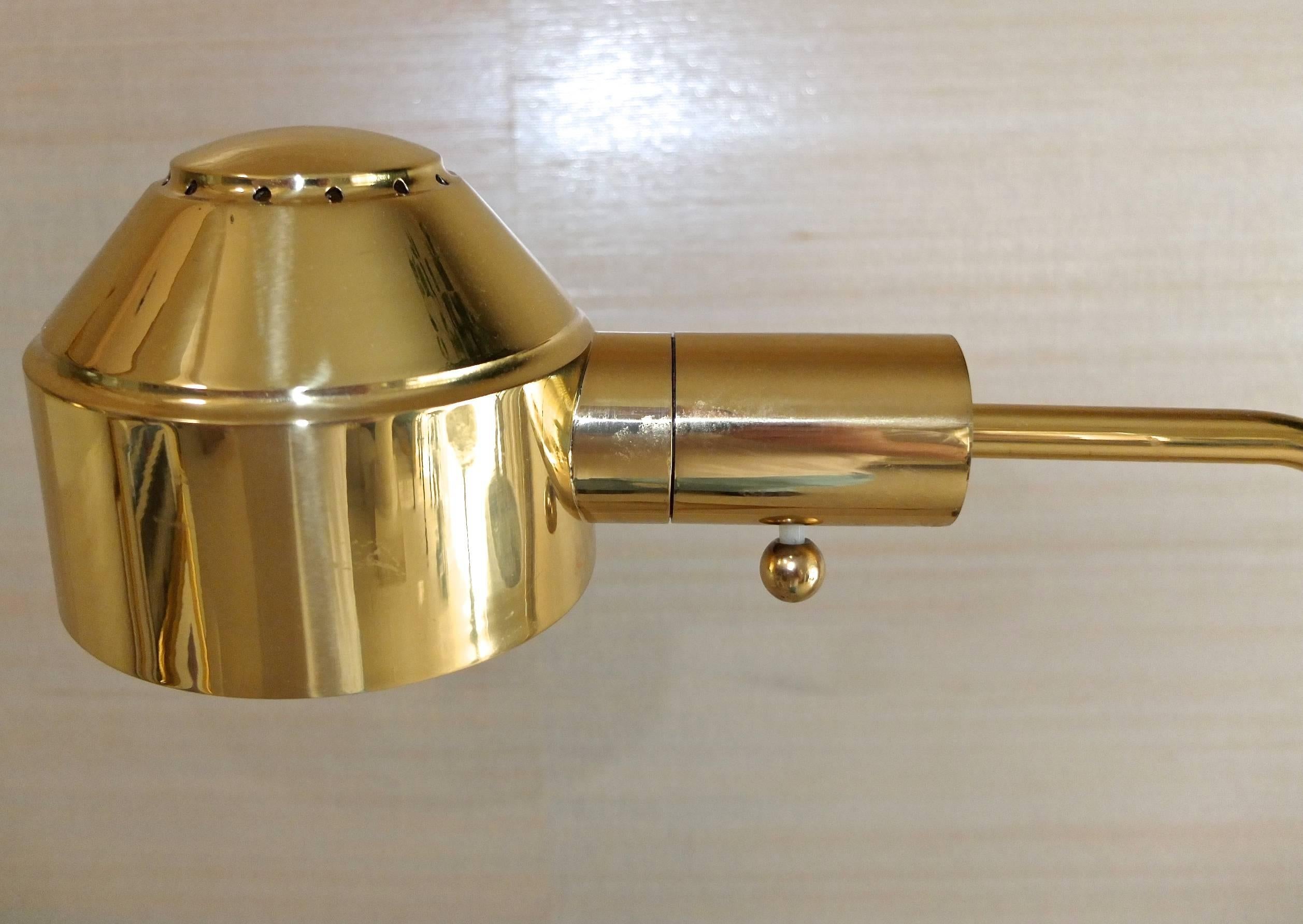 Late 20th Century E. F. Chapman Solid Brass Adjustable Height Floor Lamp