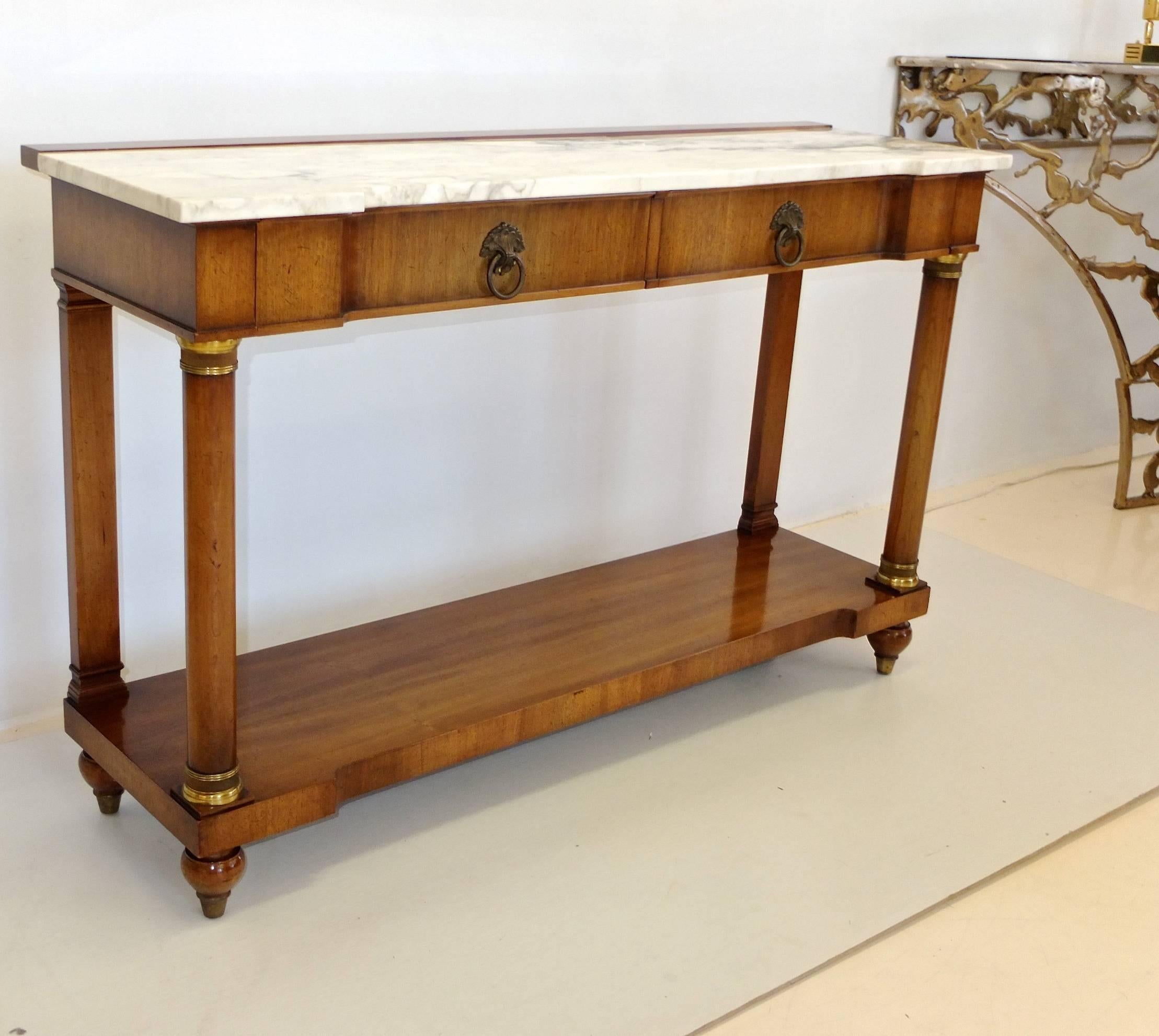Mid-20th Century John Widdicomb Empire Style Console Table with Marble Top
