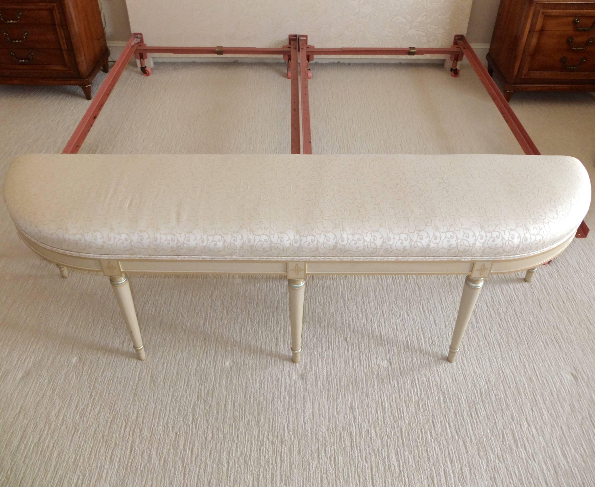 Custom Upholstered Demi-Lune Bench In Excellent Condition In Hanover, MA