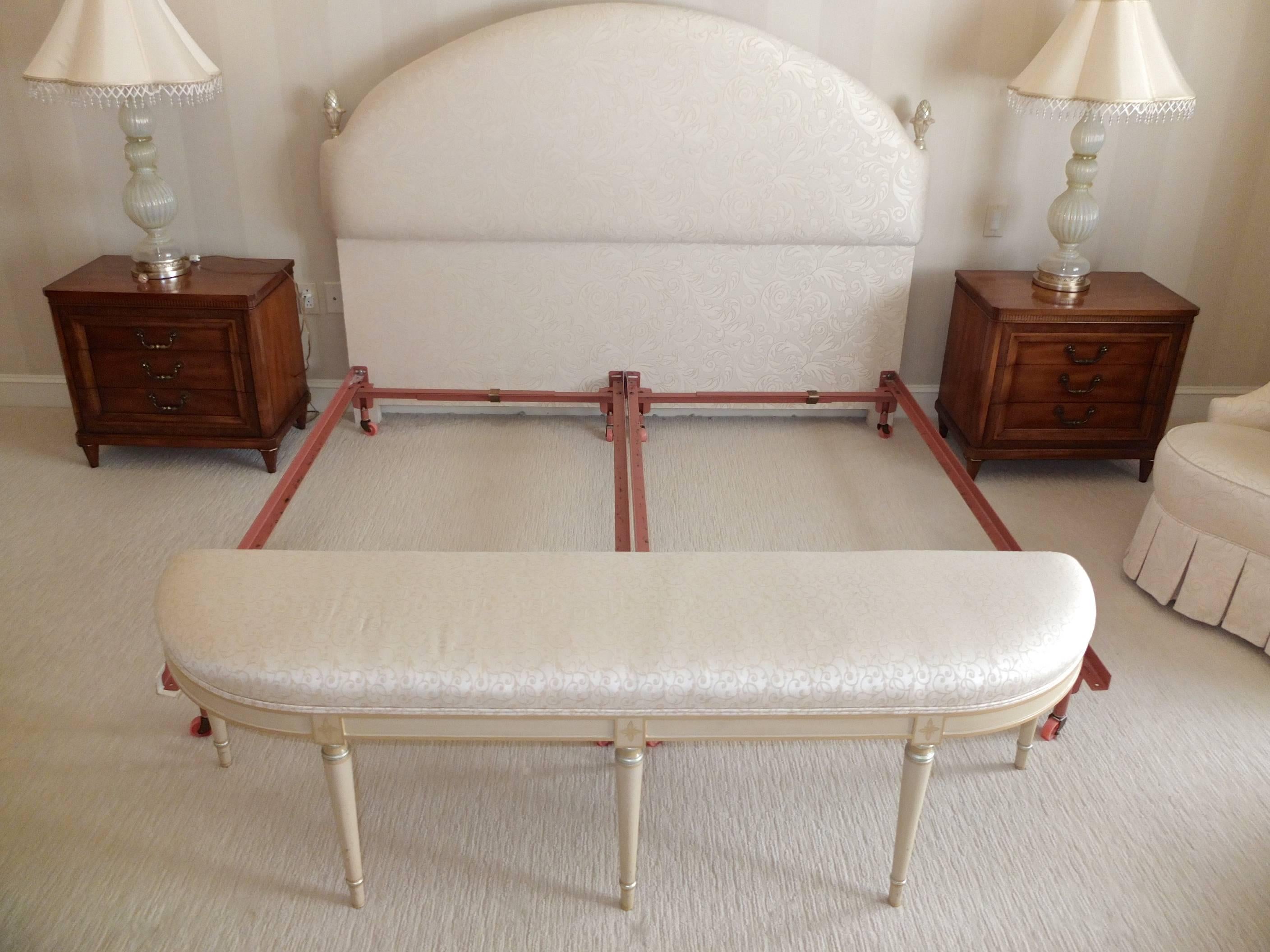 Late 20th Century Custom Upholstered Demi-Lune Bench