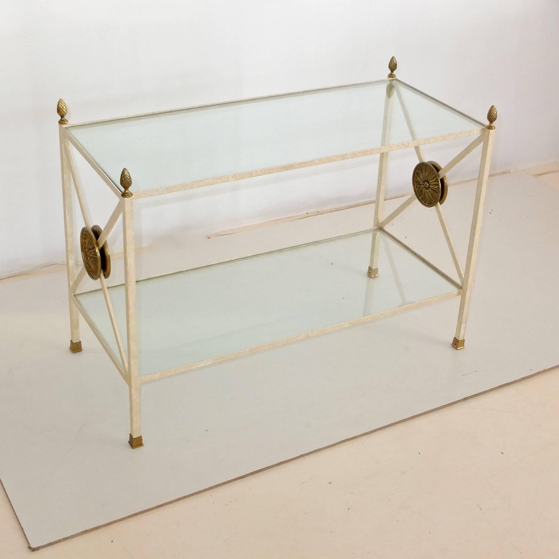 Directoire Style Enameled Iron Two-Tier Table Étagère with Brass Embellishments 3