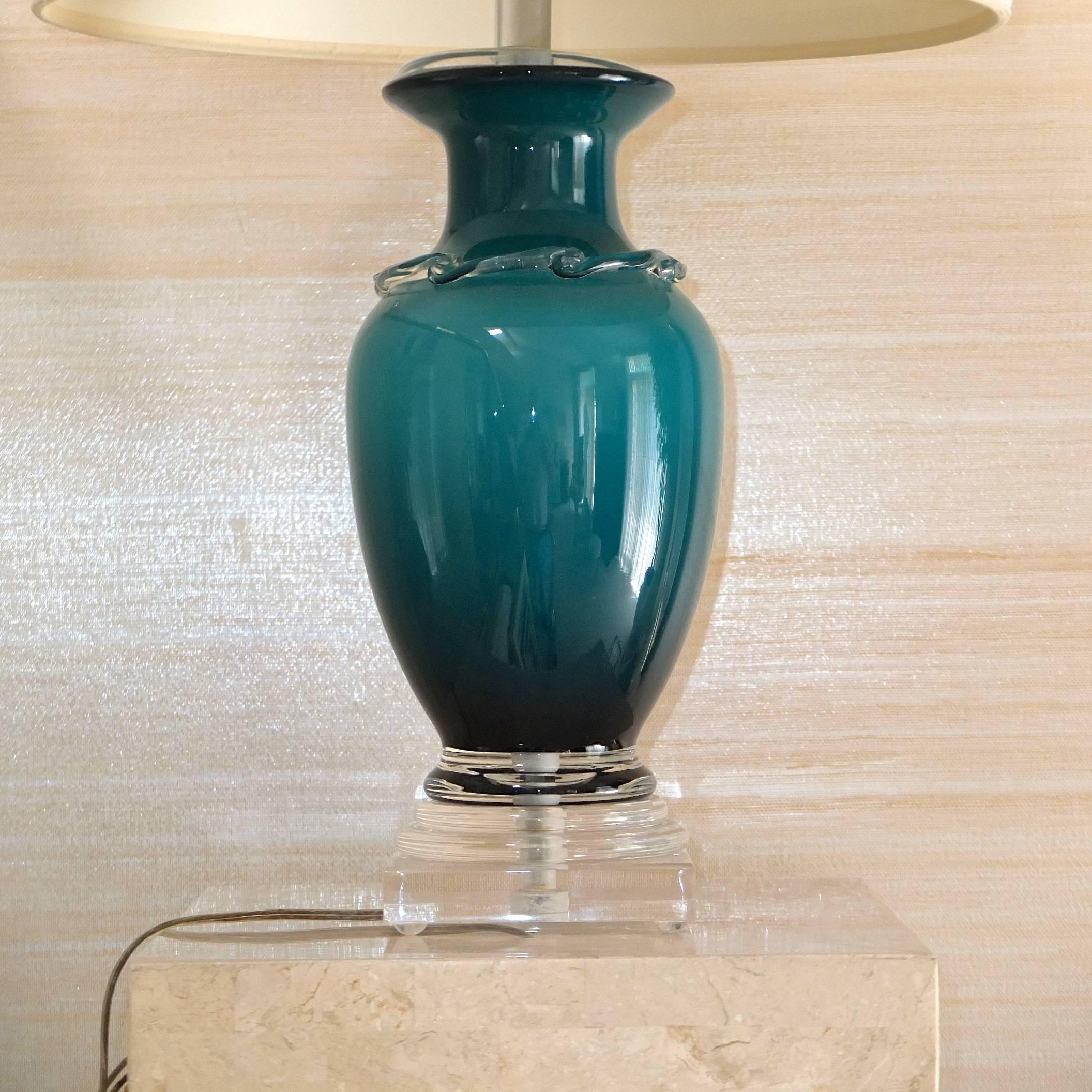 Frederick Cooper Glass Table Lamp In Excellent Condition In Hanover, MA