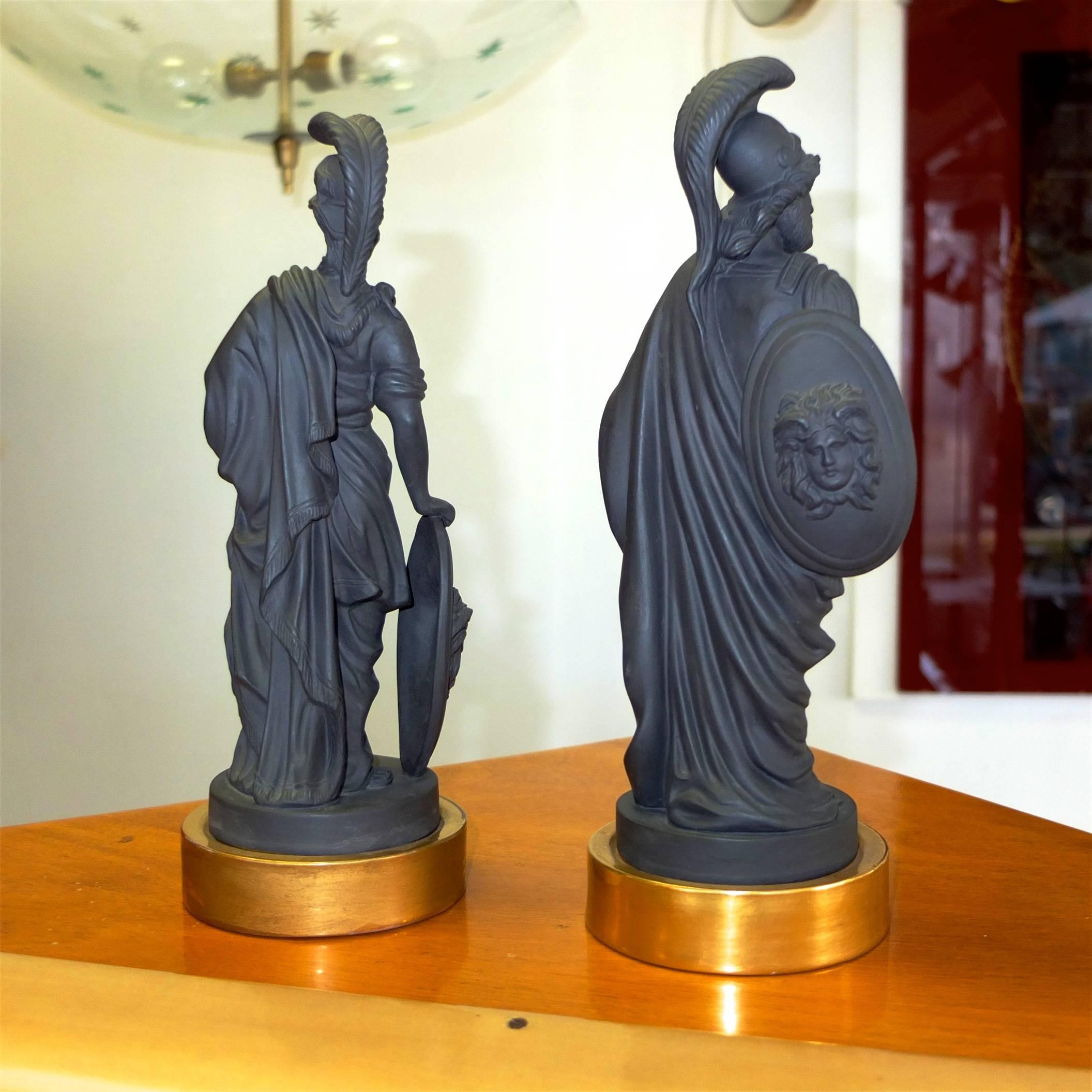 Pair of Black Basalt Mottahedeh Figures from Classical Antiquity In Excellent Condition In Hanover, MA