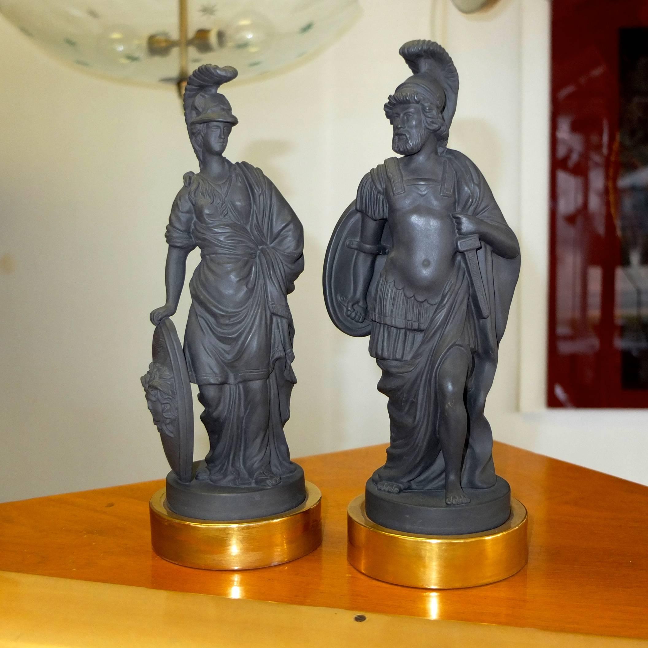 Mid-20th Century Pair of Black Basalt Mottahedeh Figures from Classical Antiquity