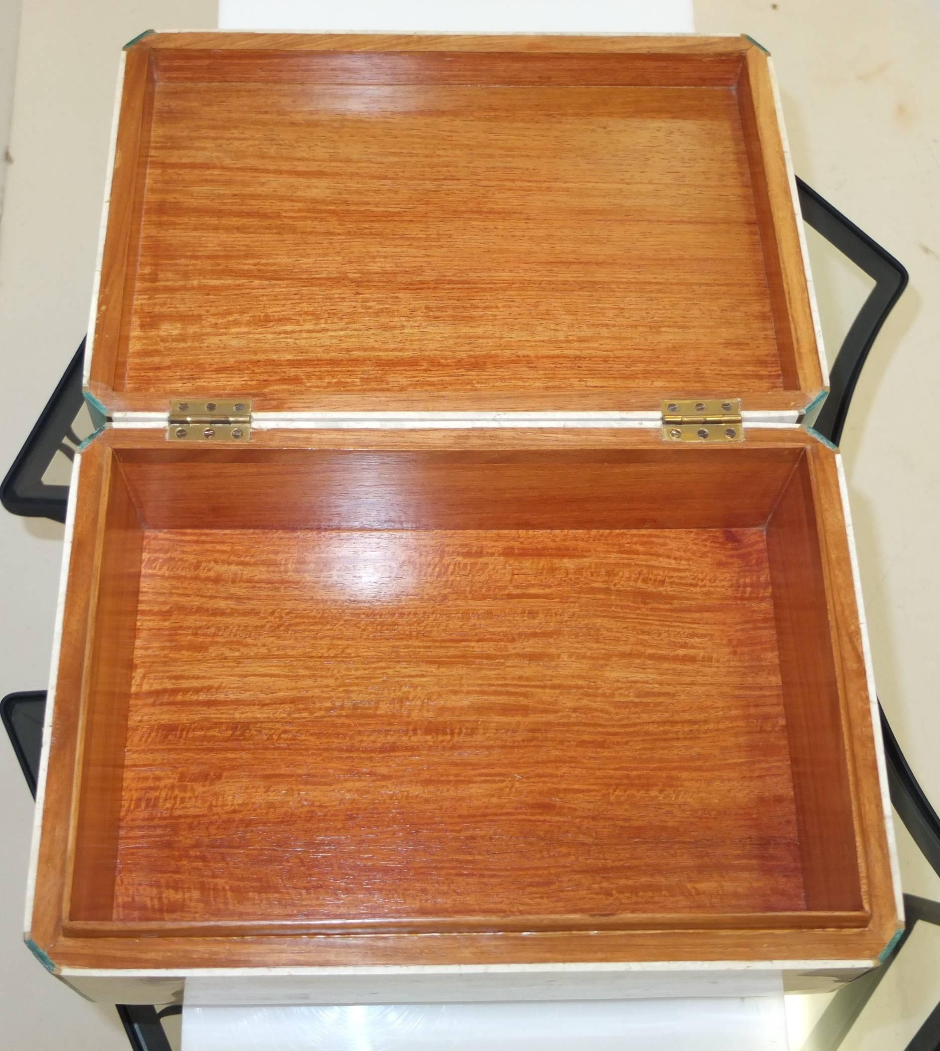 Large Tessellated Stone Box with Brass and Malachite 1