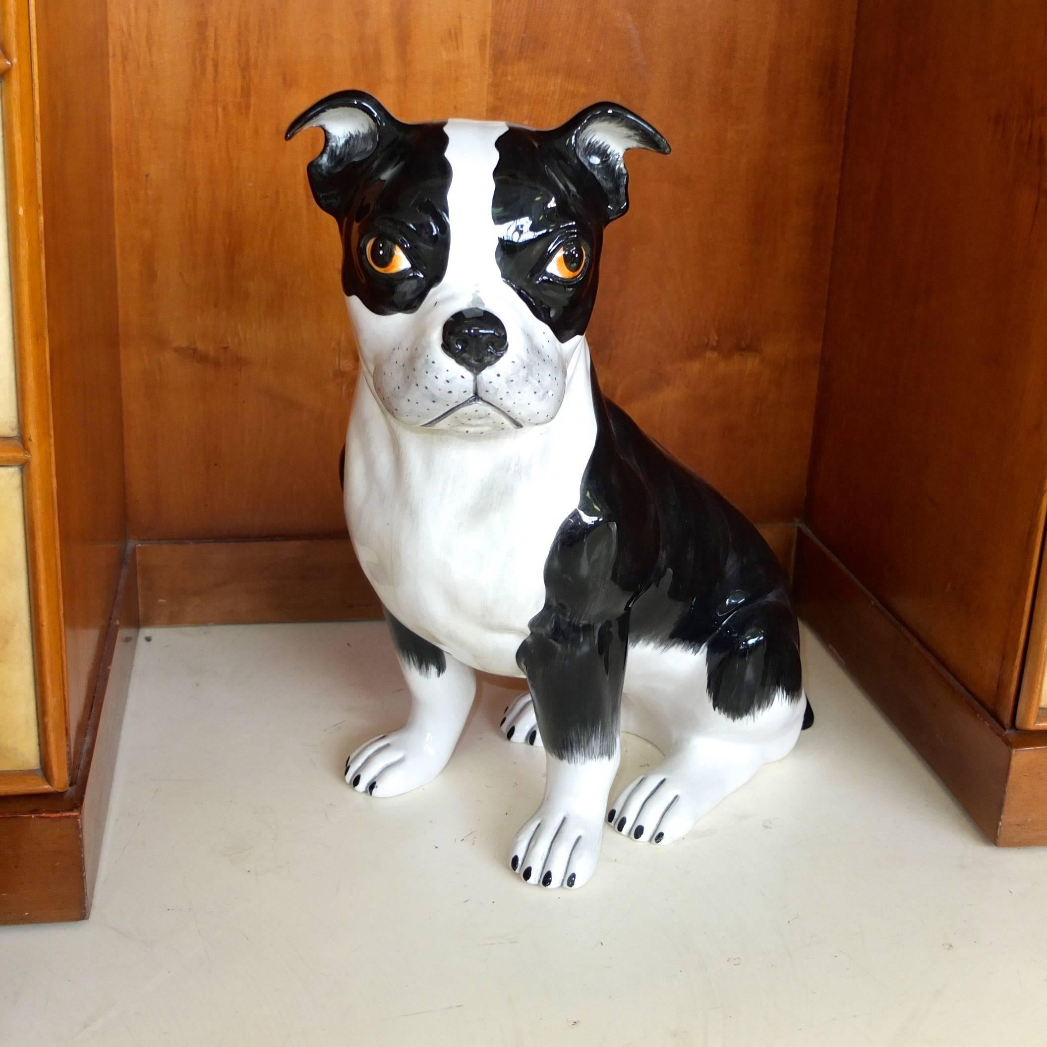 Italienischer Bostoner Terrier und Panda aus Keramik im Zustand „Hervorragend“ im Angebot in Hanover, MA