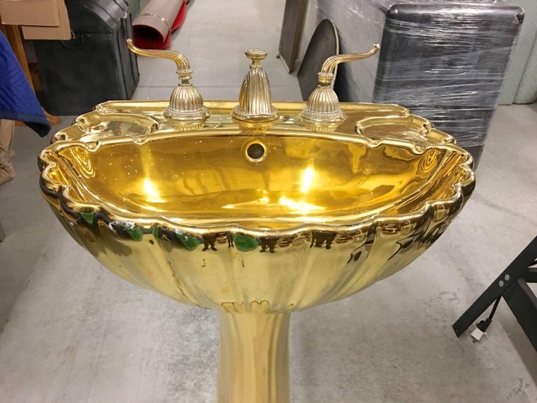 Gold Porcelain Pedestal Sink at 1stDibs