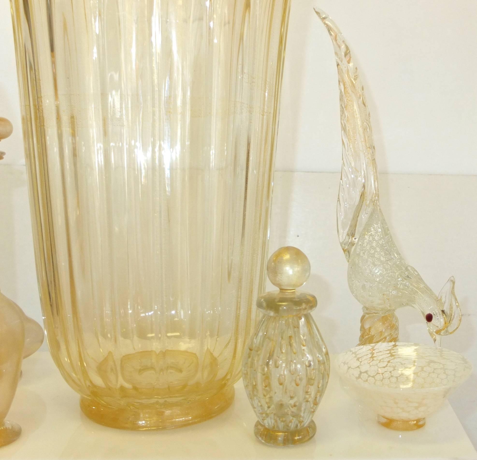 Art Deco Signed Murano Glass Perfume Boudoir Assortment For Sale