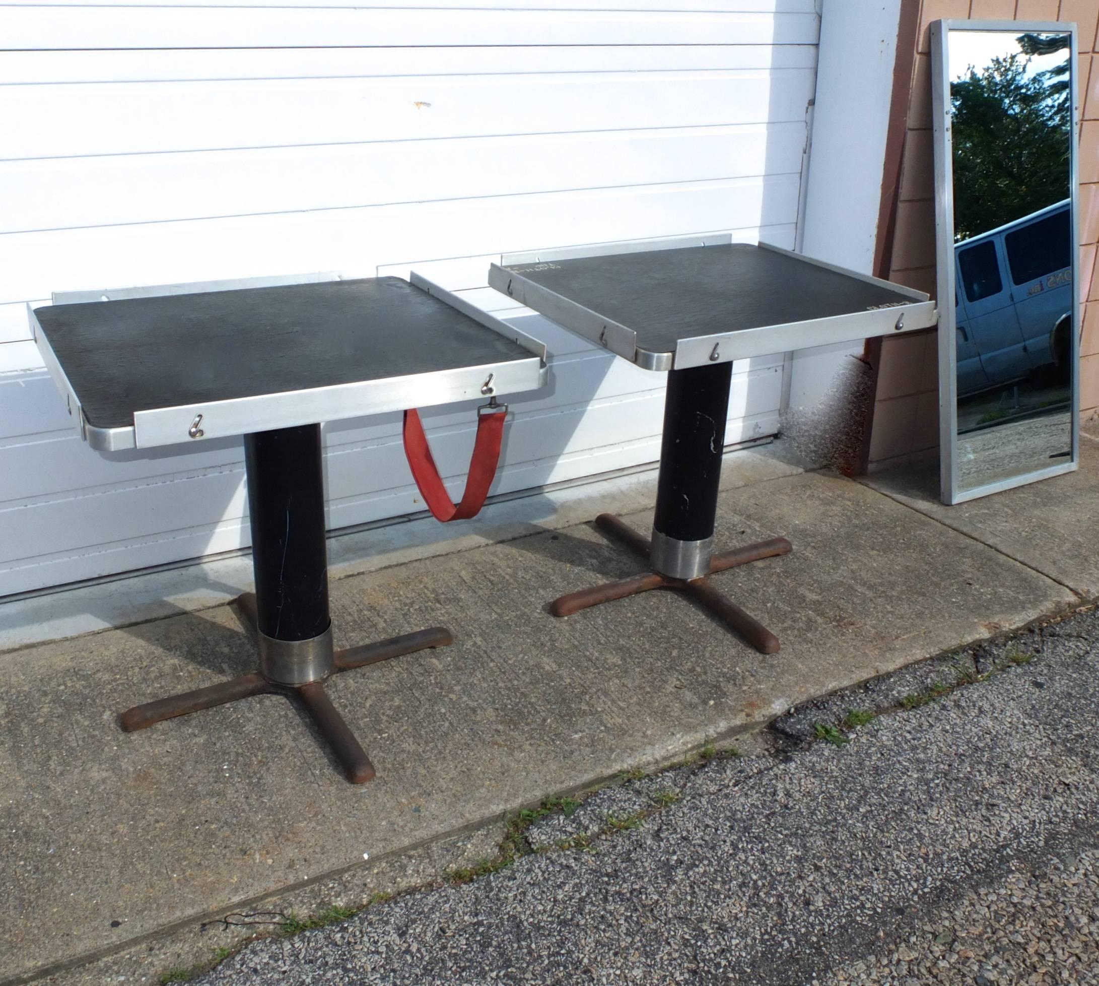 S.S. United States Rectangular Pedestal Dining Tables In Distressed Condition For Sale In Hanover, MA