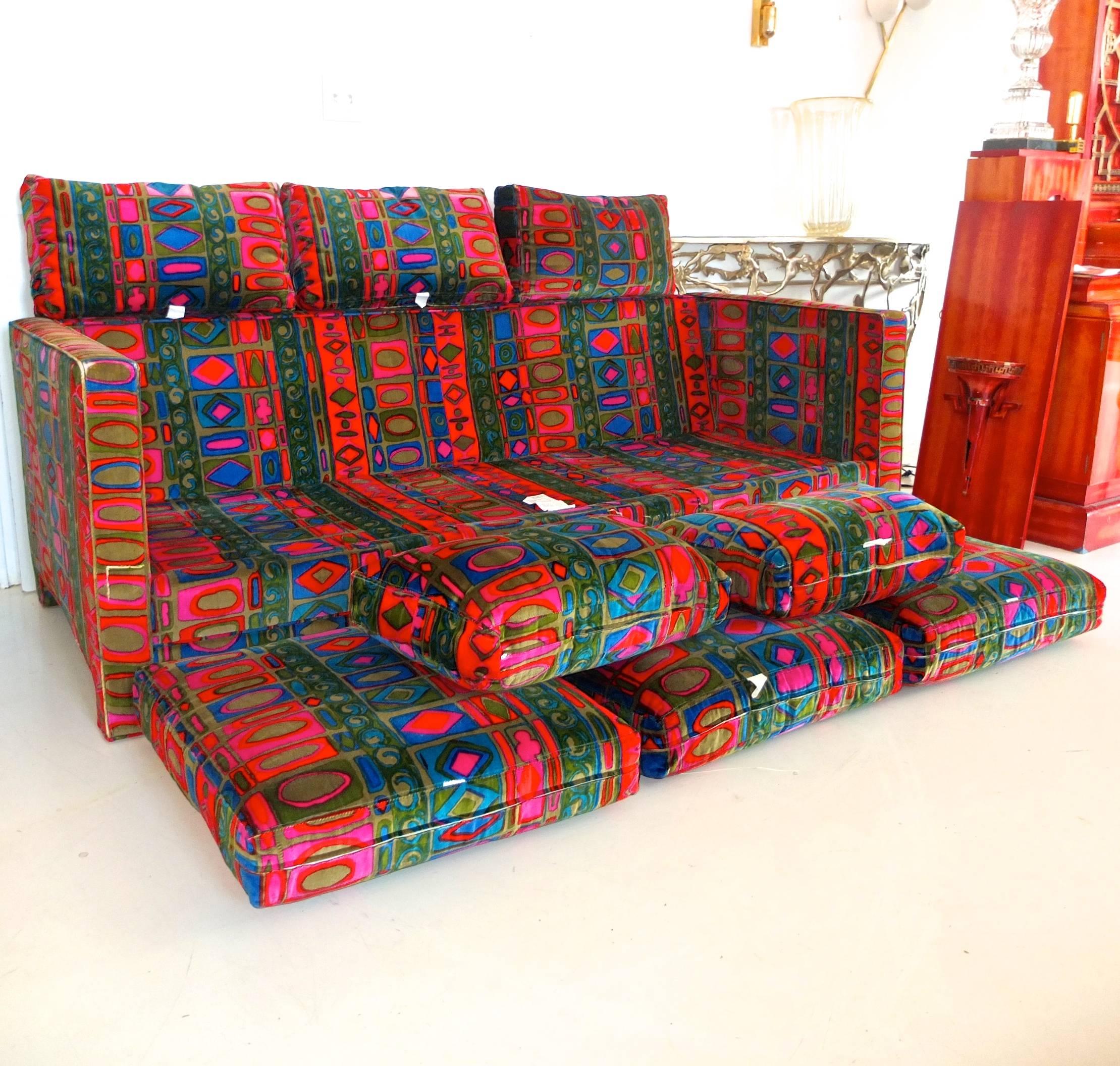 Dyed Tuxedo Sofa in Jack Lenor Larsen's Caravan Velvet