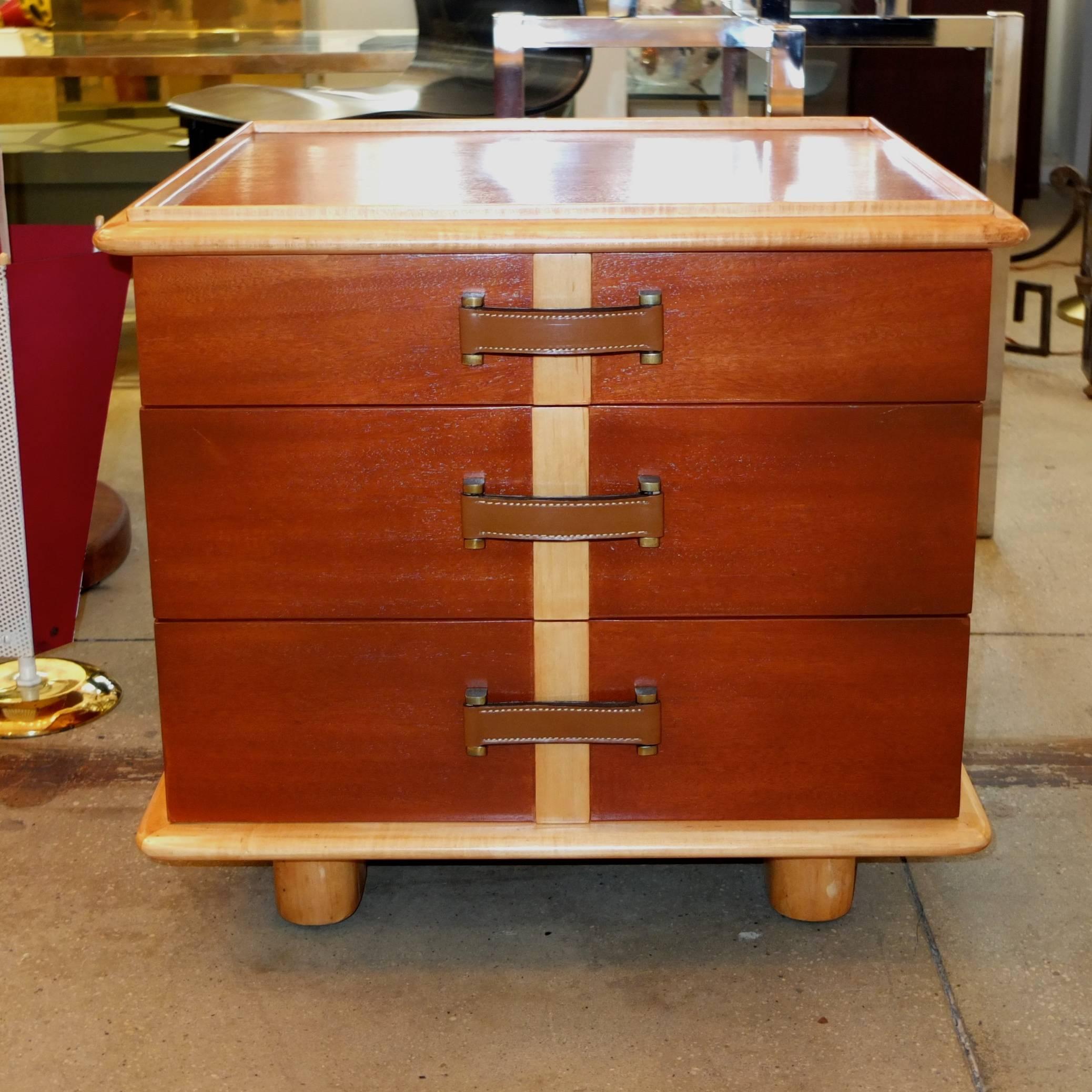 Gorgeous three-drawer nightstand chest by Paul Frankl from his highly coveted 