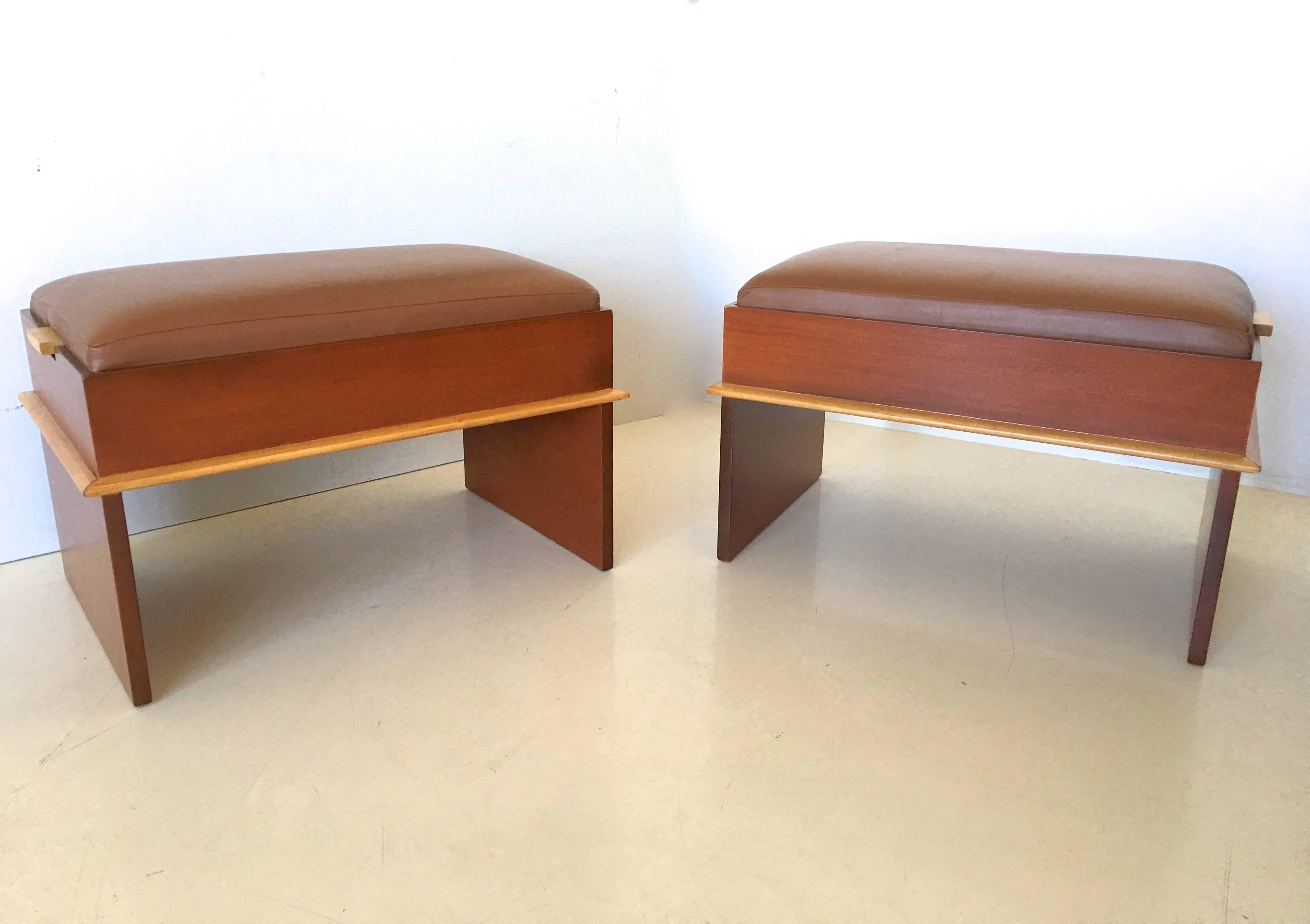 Gorgeous pair of storage benches by Paul Frankl from his highly coveted 