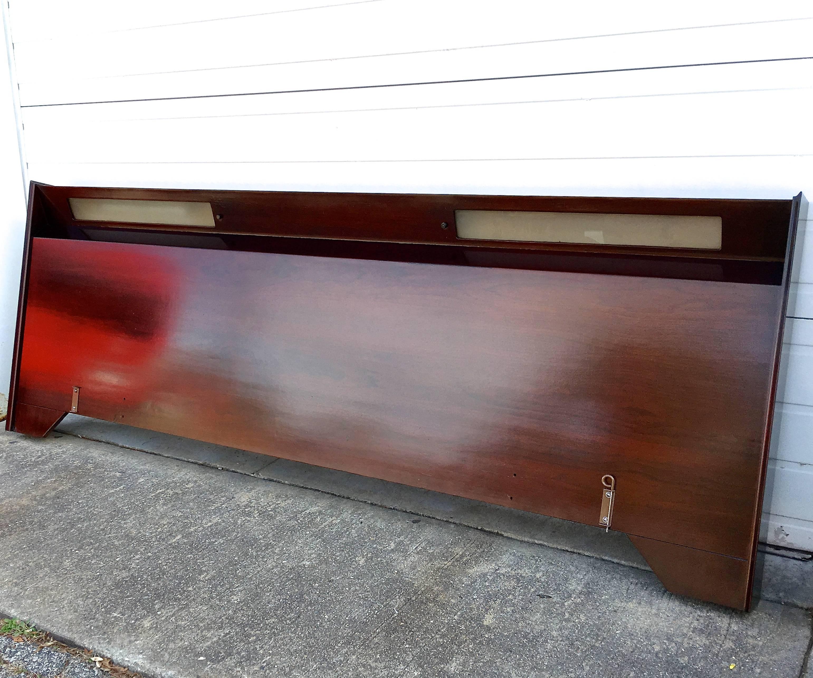 Midcentury Mahogany Illuminated Headboard King-Size 2