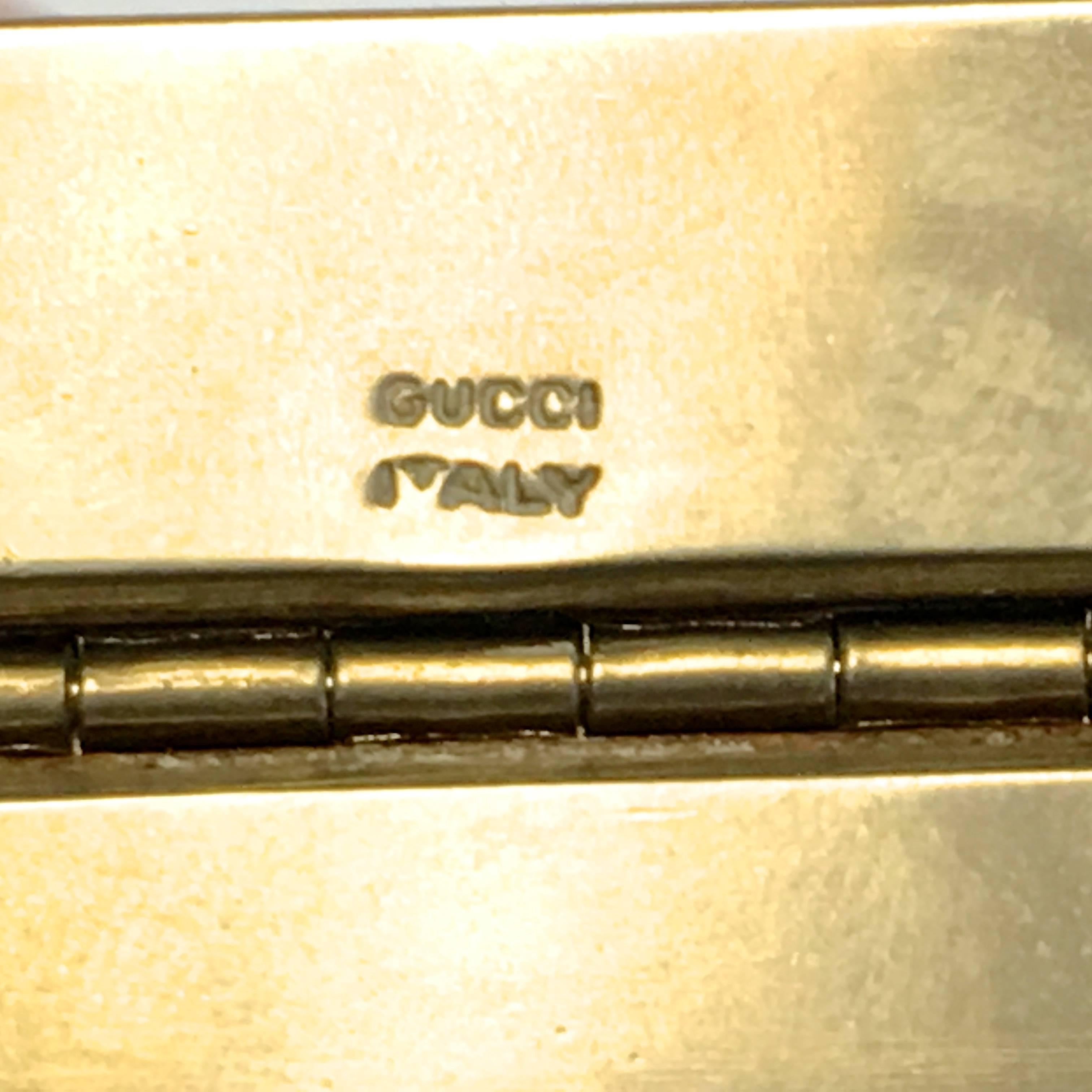 Boîte Snaffle rare en métal argenté doublée de bois de citronnier Gucci Italie en vente 3