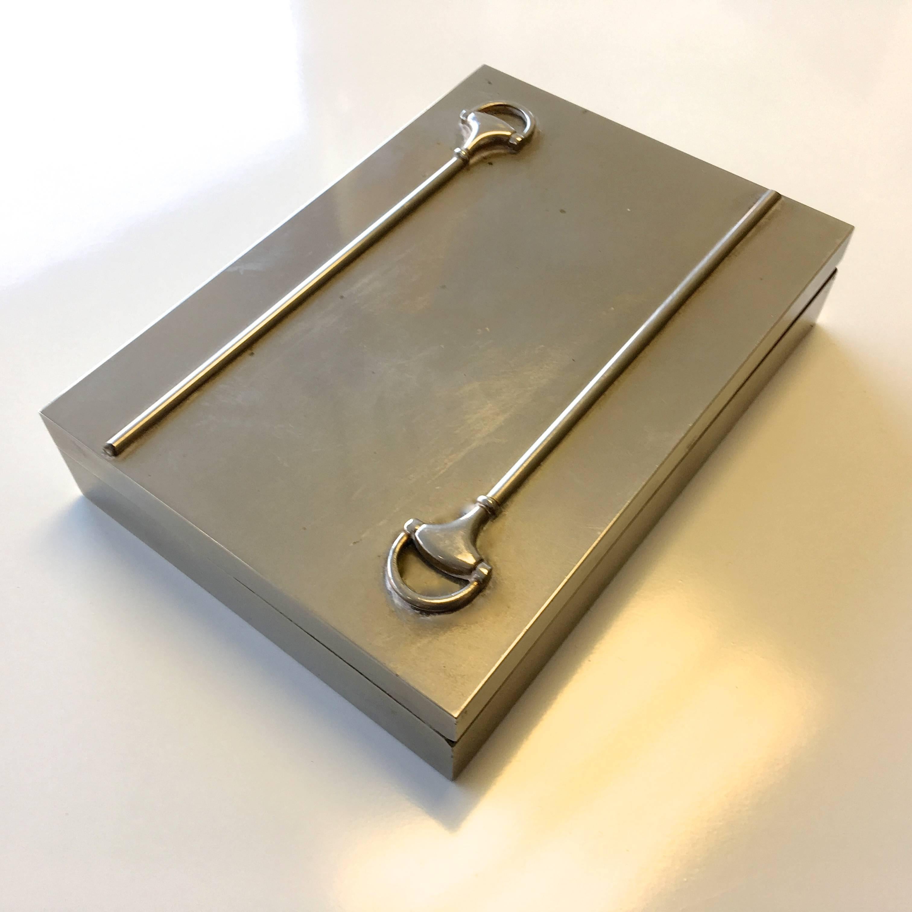 Gucci Italy Silver Plated Rare Snaffle Box Lined with Satinwood 4