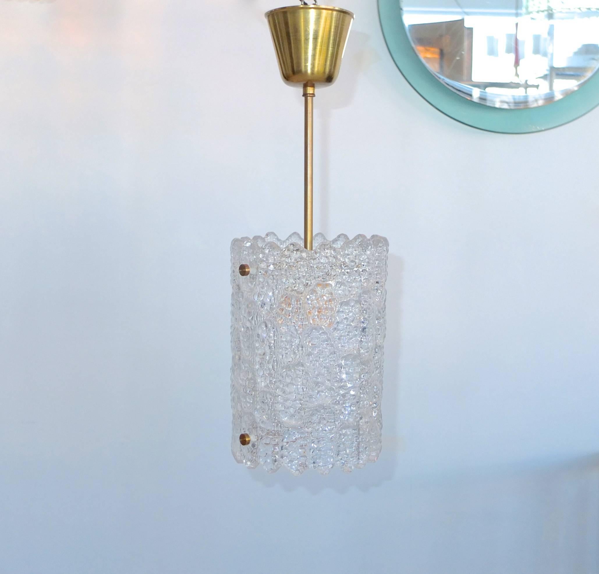 Swedish Pair of Crystal Pendant Lights by Carl Fagerlund for Orrefors
