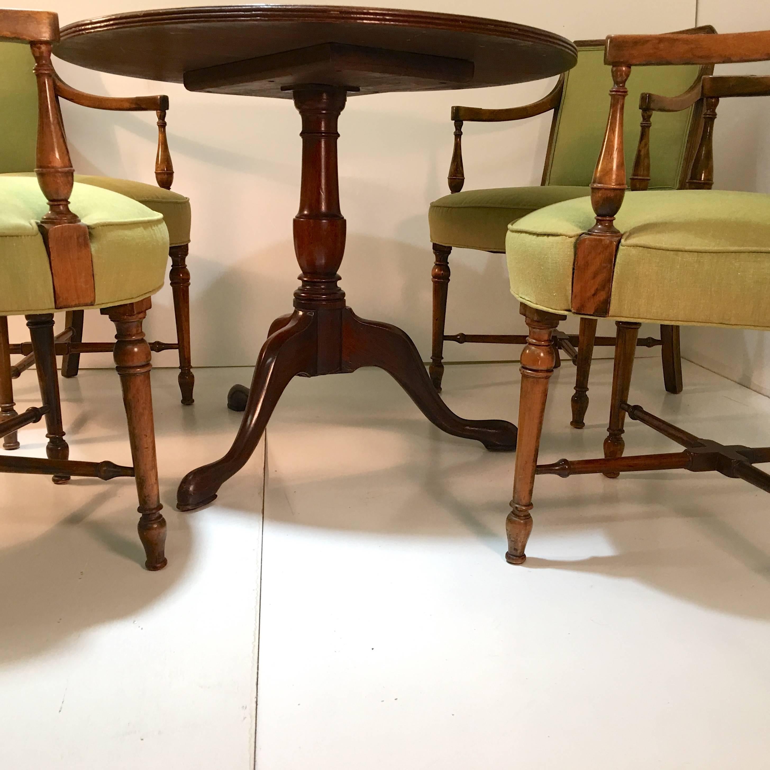 Sheraton Style Game Table and Four Armchairs 3