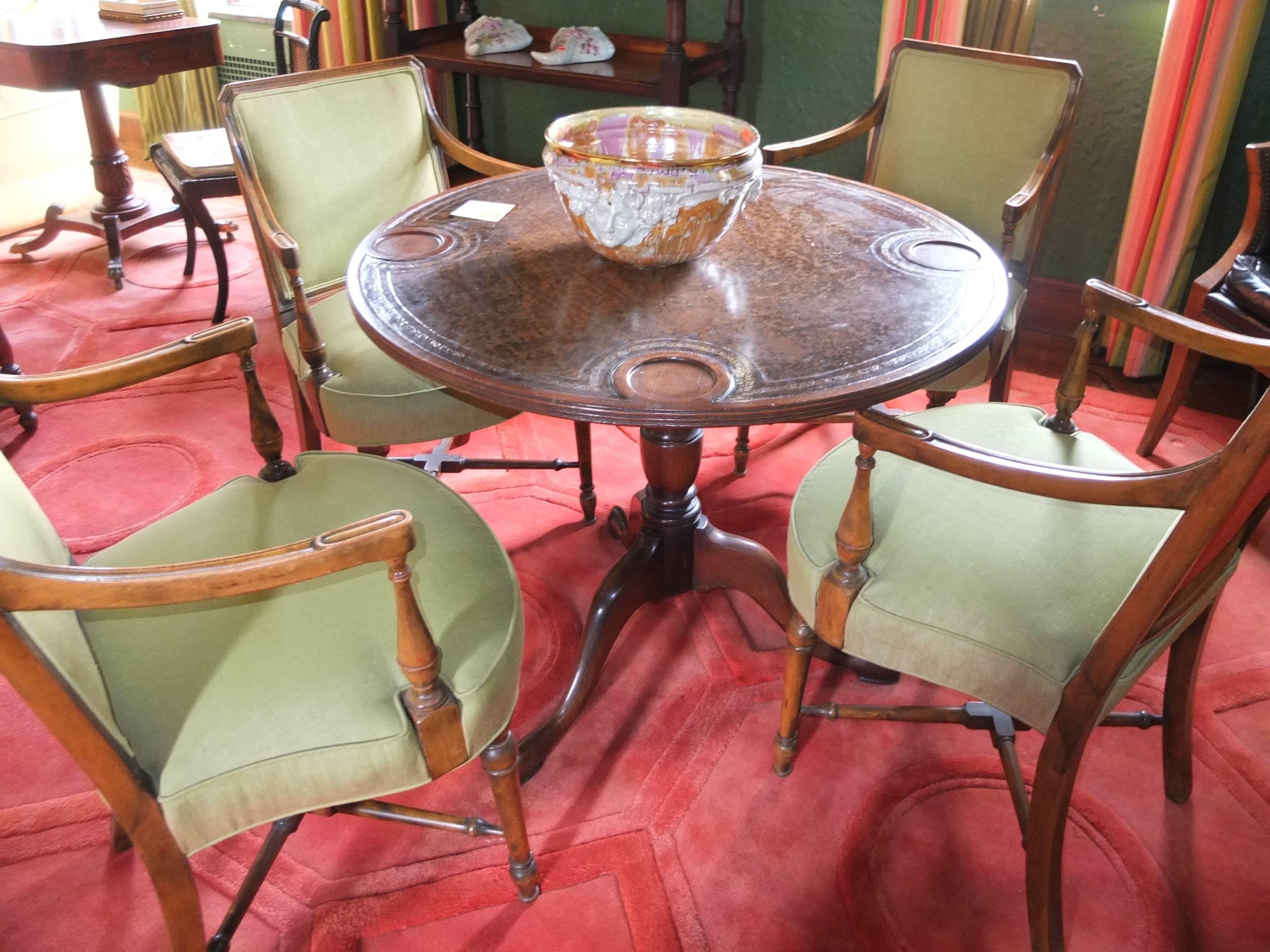 Sheraton Style Game Table and Four Armchairs 6