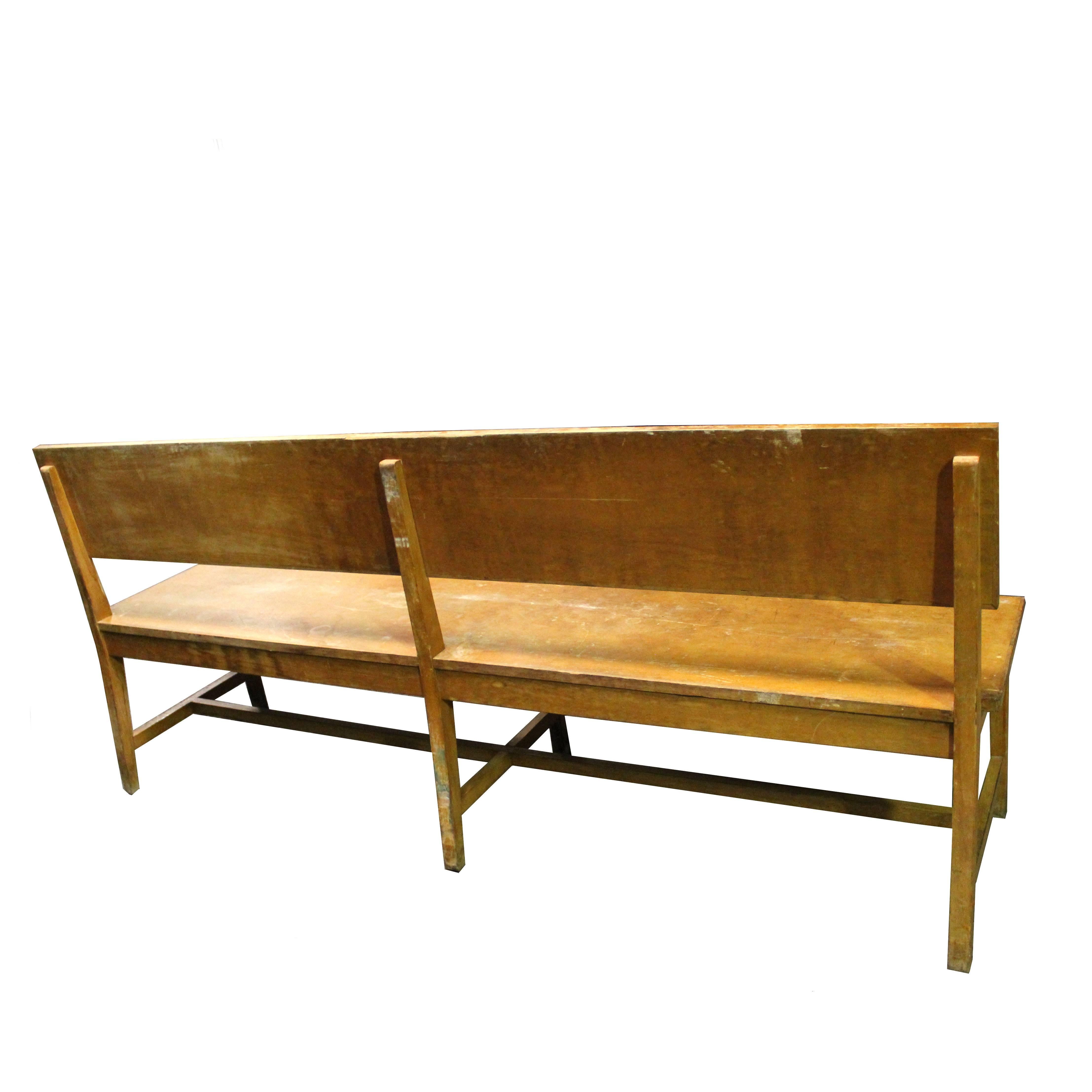 Israeli Set of Six Long Wooden Benches For Sale