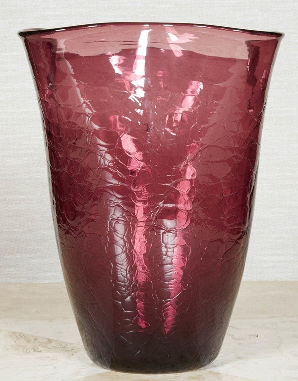 Pair of Organic Crackled Amethyst Glass Vases 3