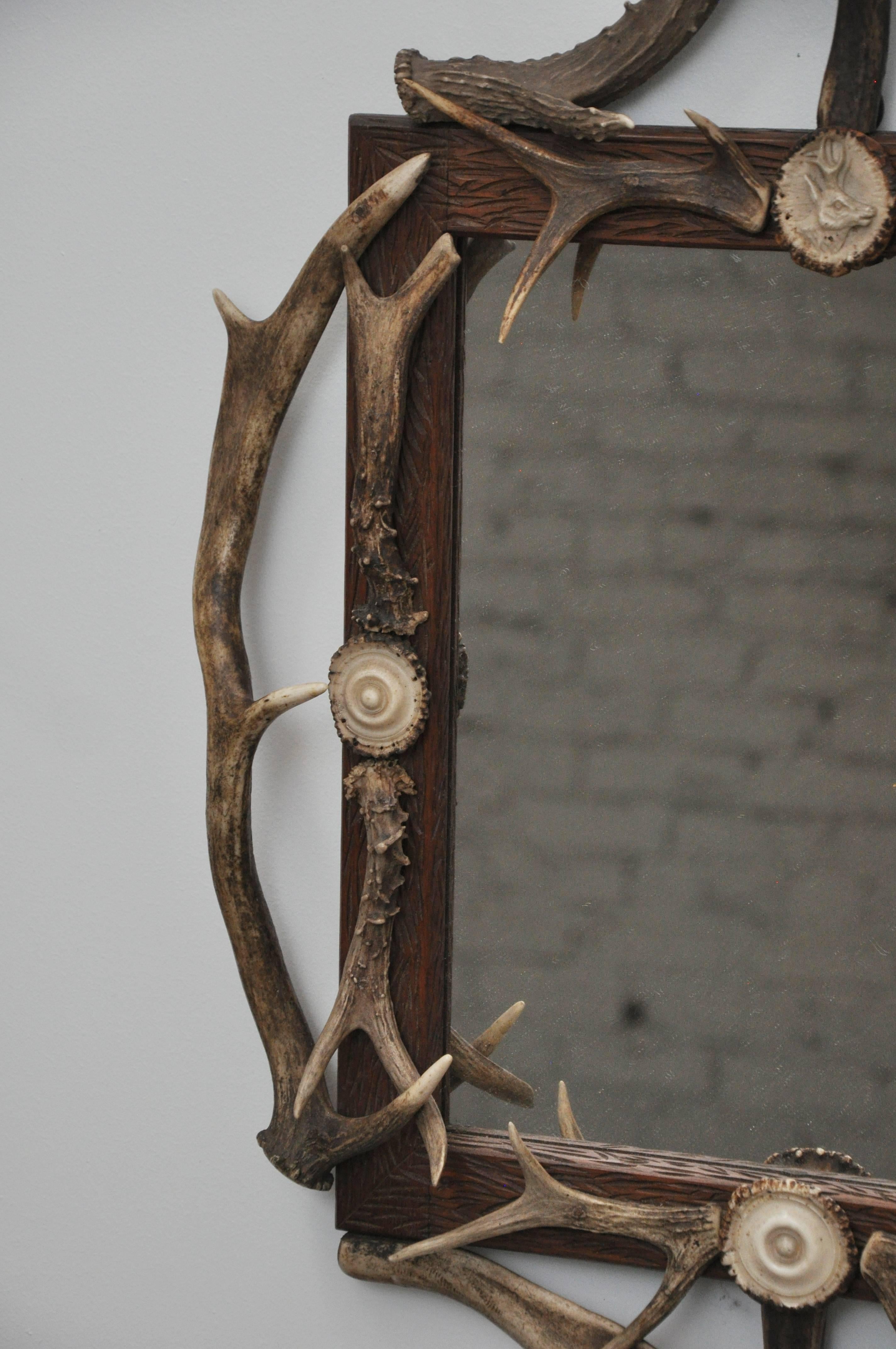 17th Century Pair of Antler Mirrors  In Excellent Condition In Chicago, IL