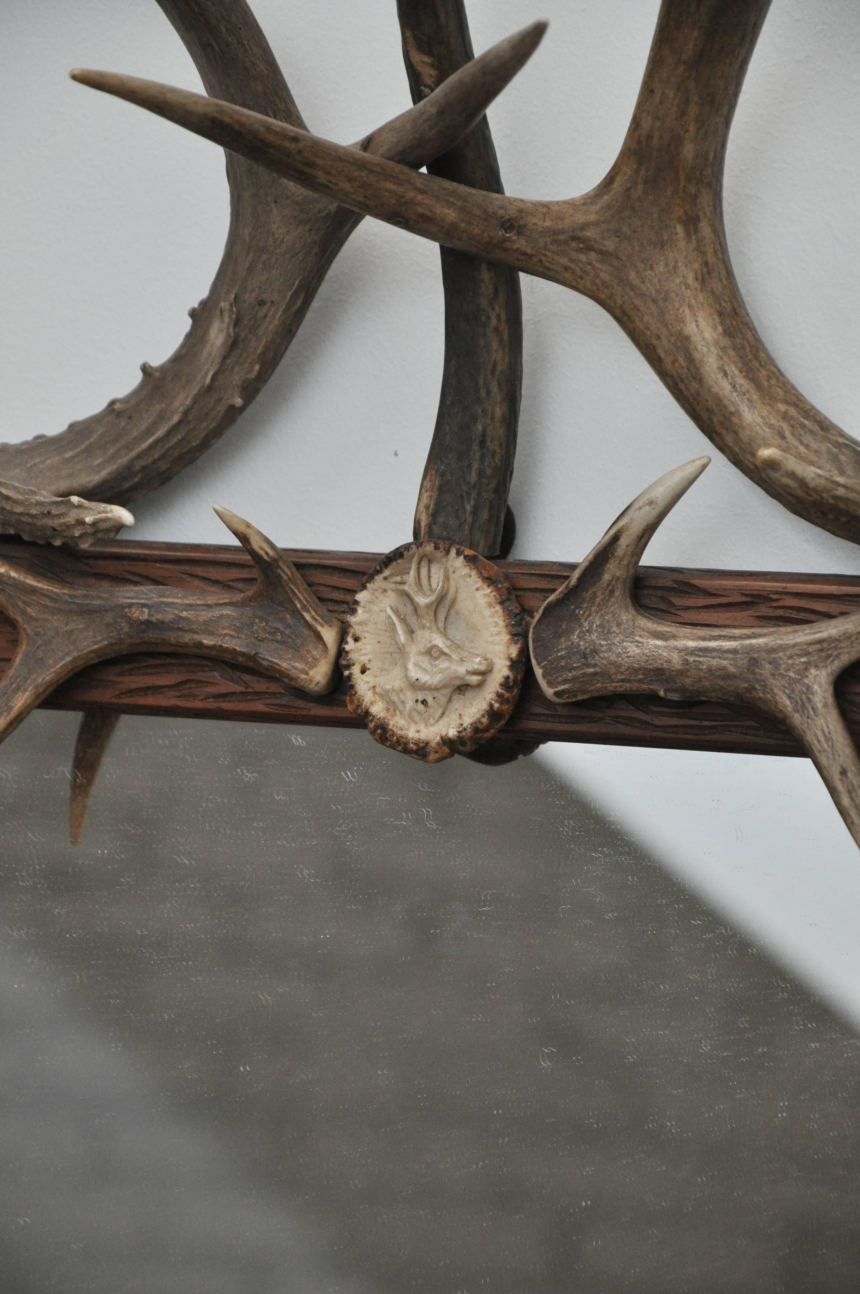18th Century and Earlier 17th Century Pair of Antler Mirrors 