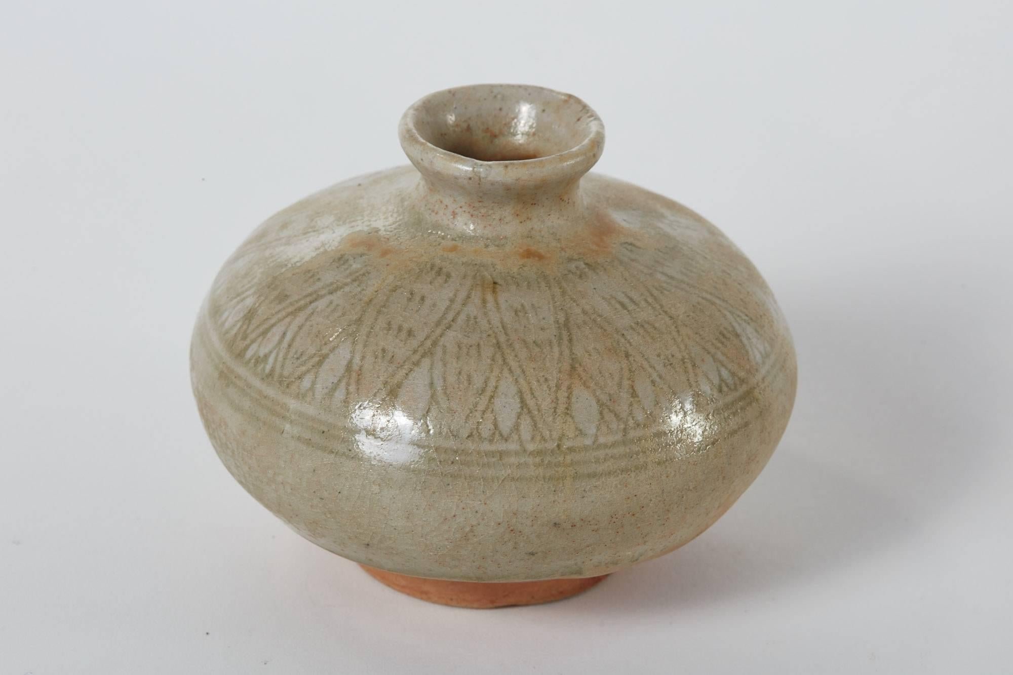 Ceramic 19th Century Collection of Small Celedon Thai Pots
