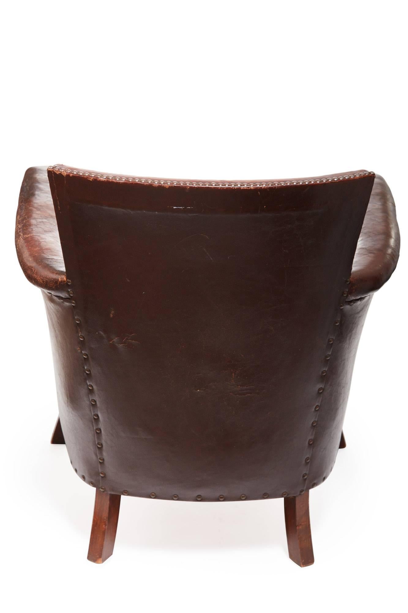 20th Century Otto Schulz Original Swedish Leather Armchair In Good Condition In Chicago, IL