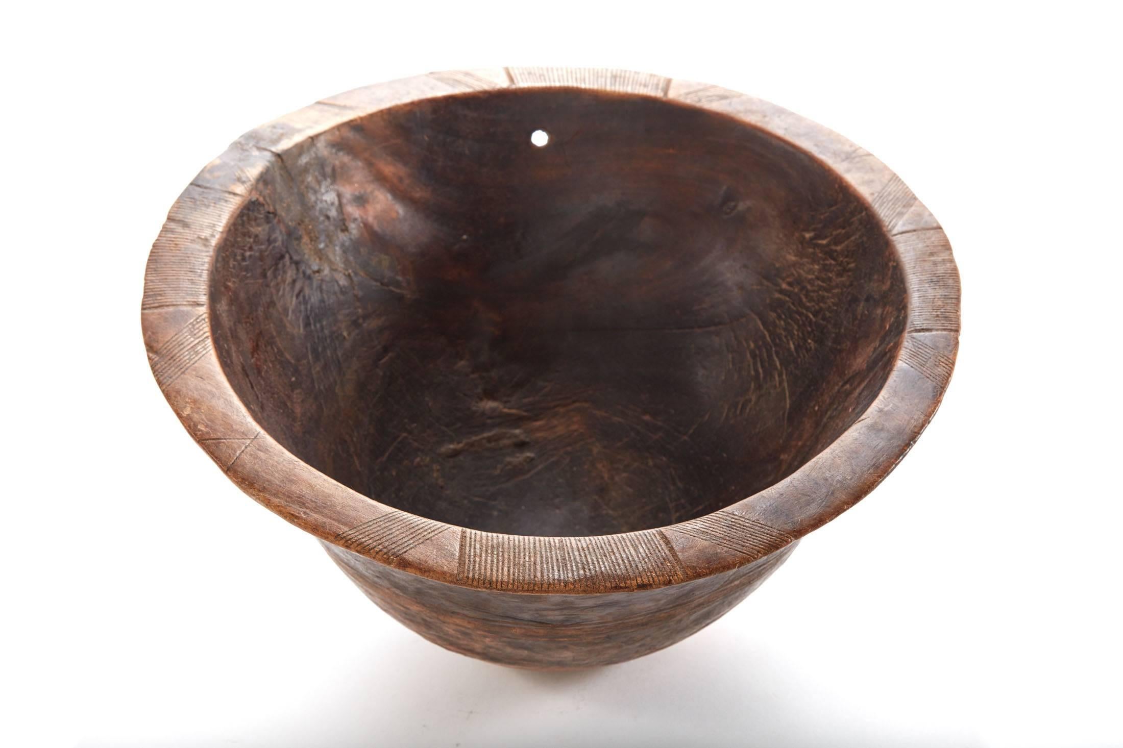 20th century wooden African grain bowl from Mali.