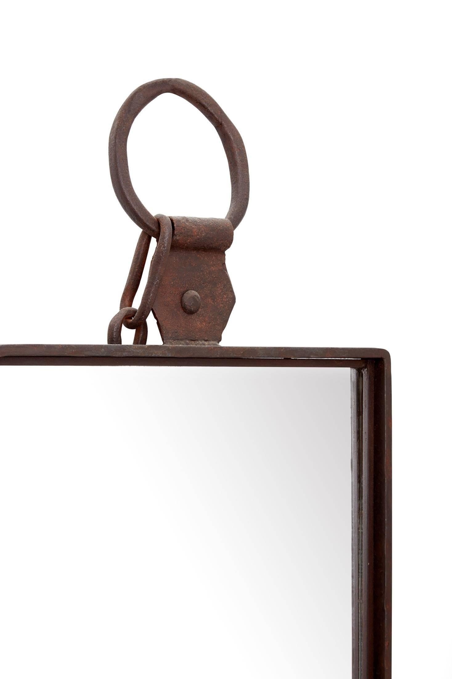 Late 19th Century Hand-Forged English Iron Mirror 1