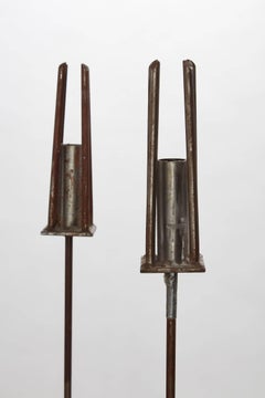 20th Century Pair of Tall / Floor Iron Candlesticks
